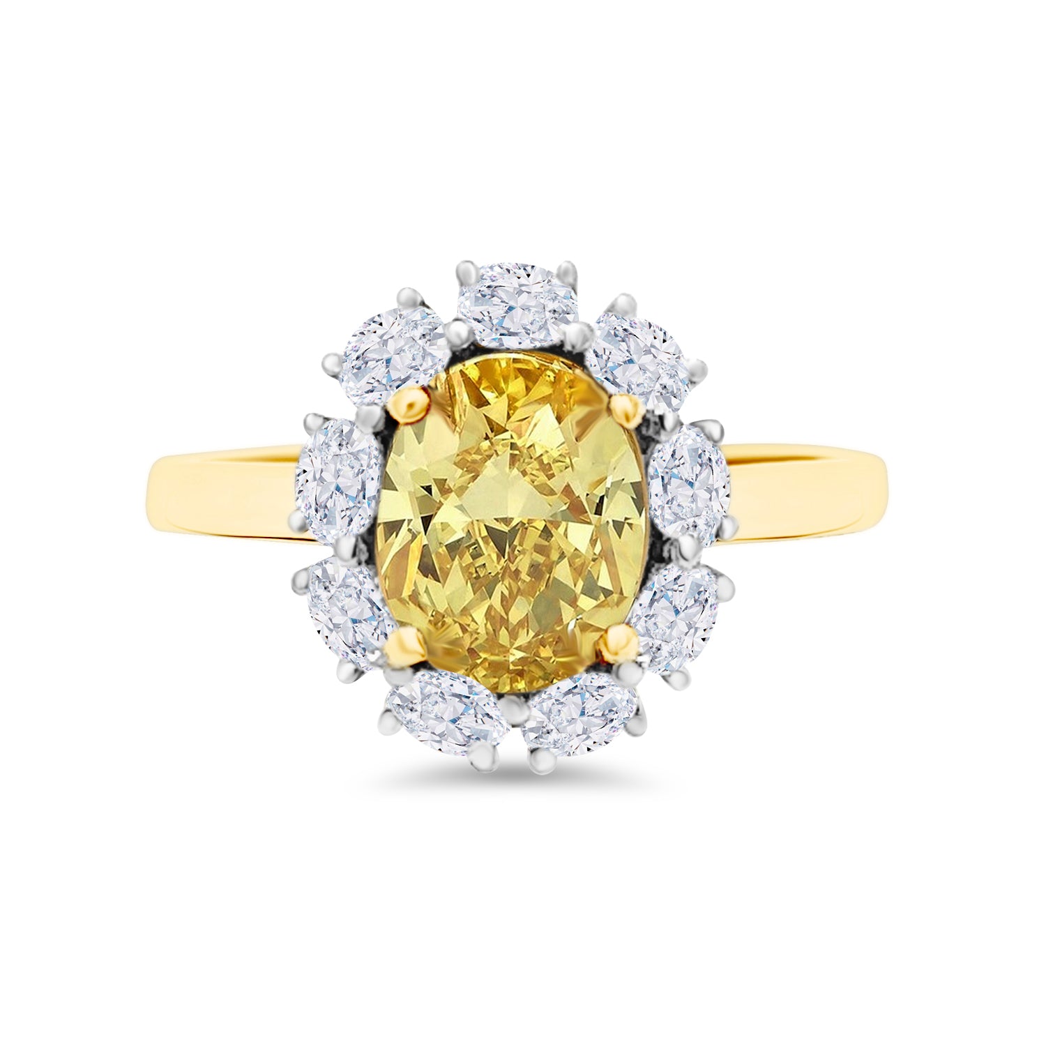 2.08Ct Yellow Sapphire Diamond Engagement Ring