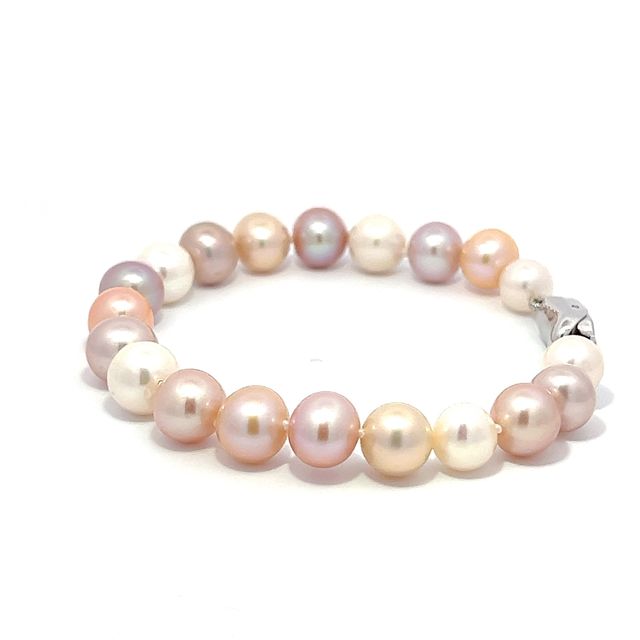 Round White and Pink Freshwater Pearl Bracelet