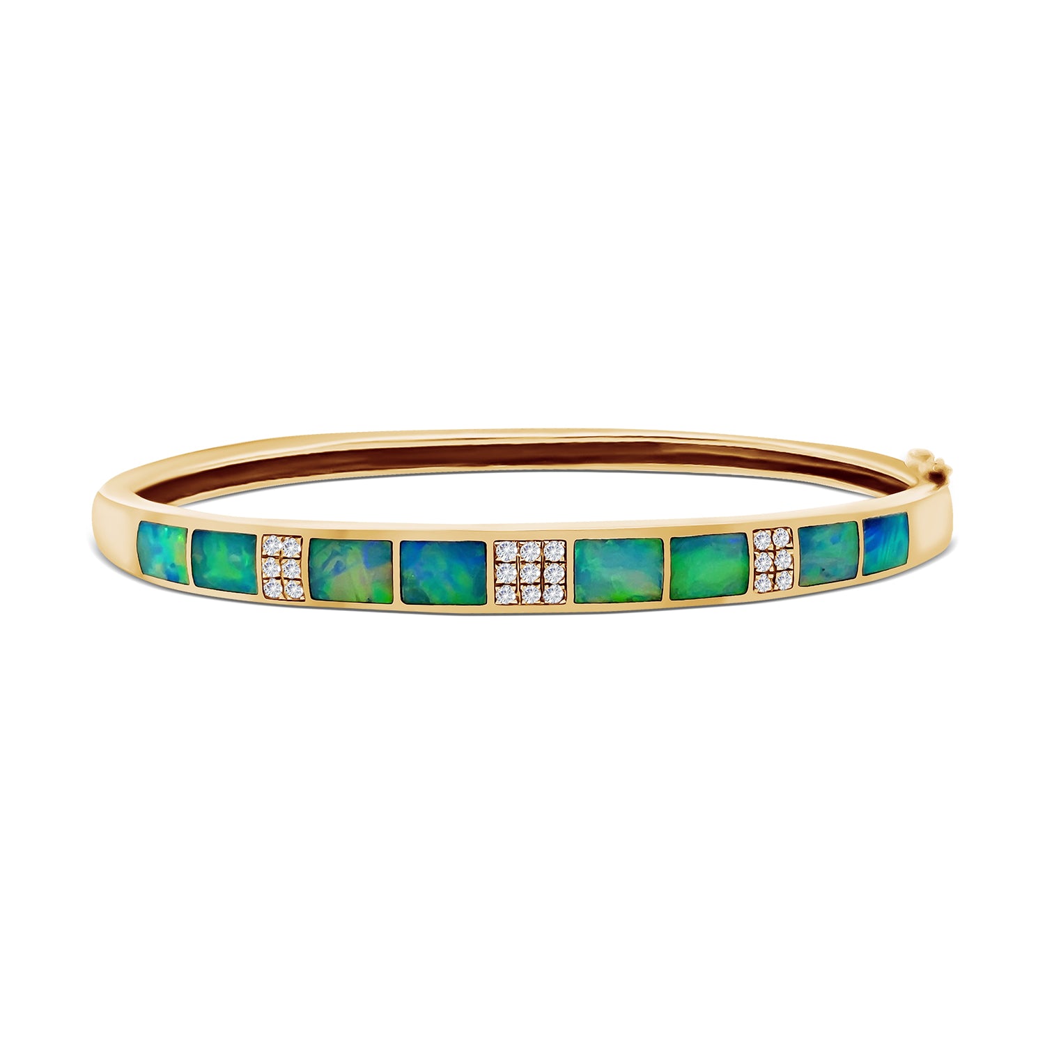 Australian Opal Inlay & Diamond Bangle