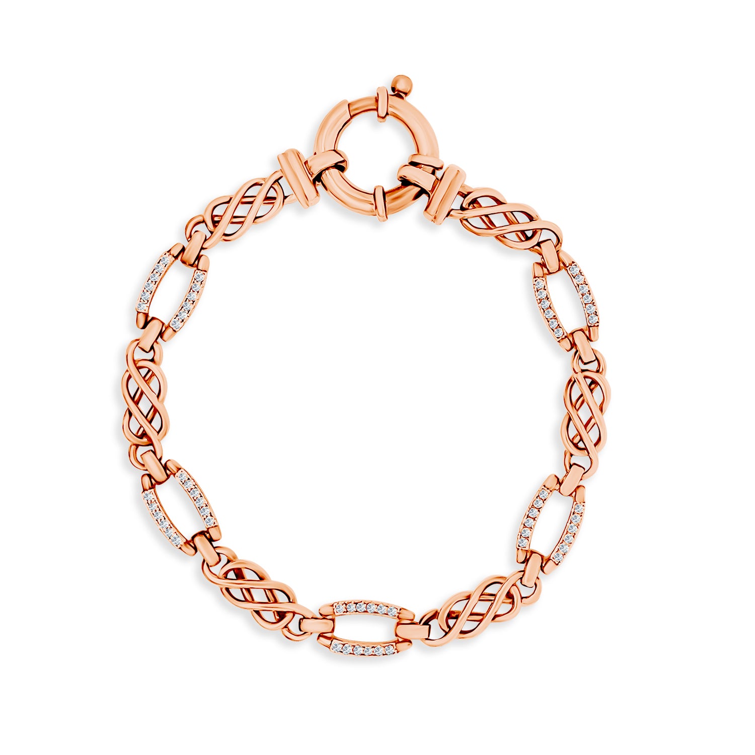 Oval Infinity Link Cubic Zirconia Bracelet