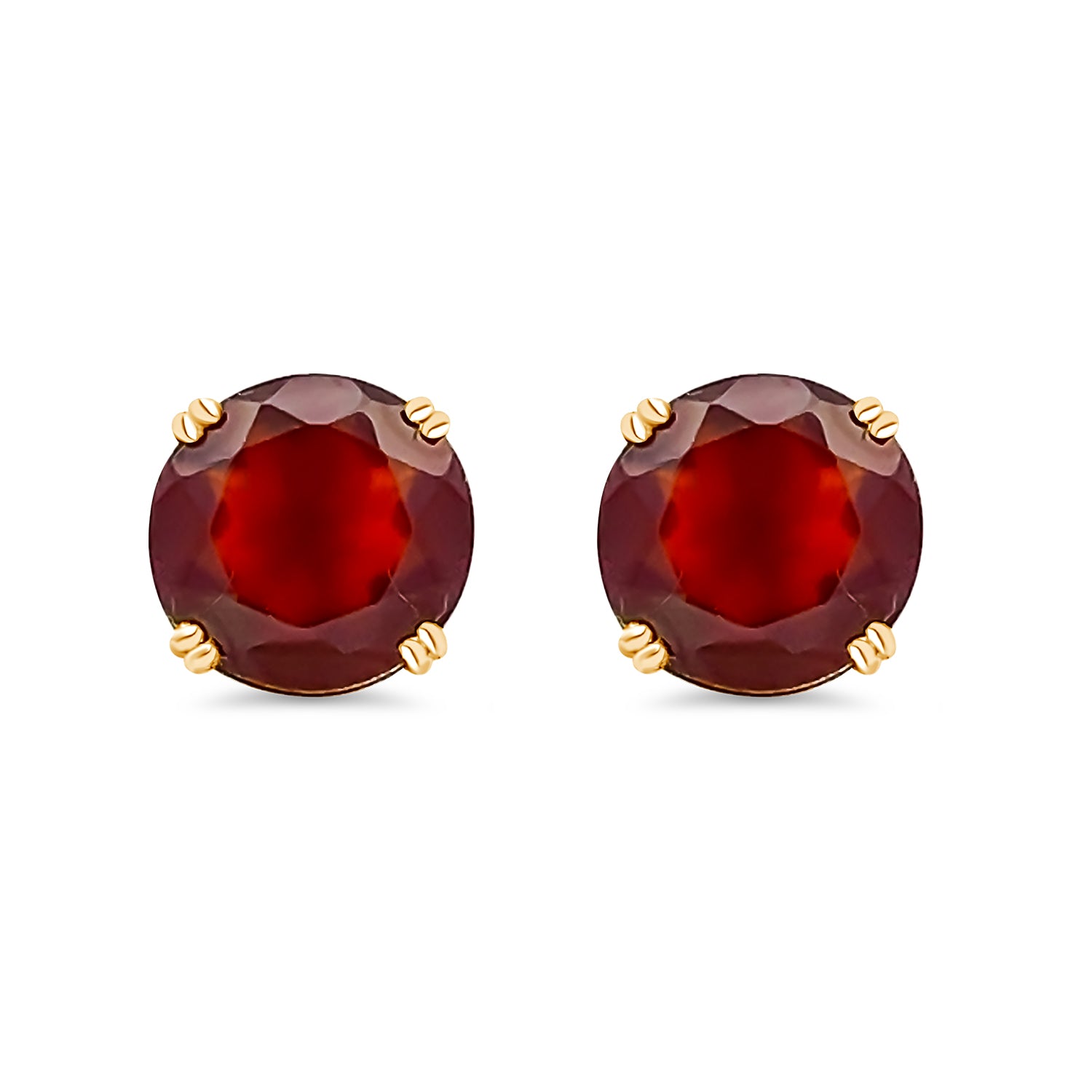 Hessonite Garnet Round Stud Earrings