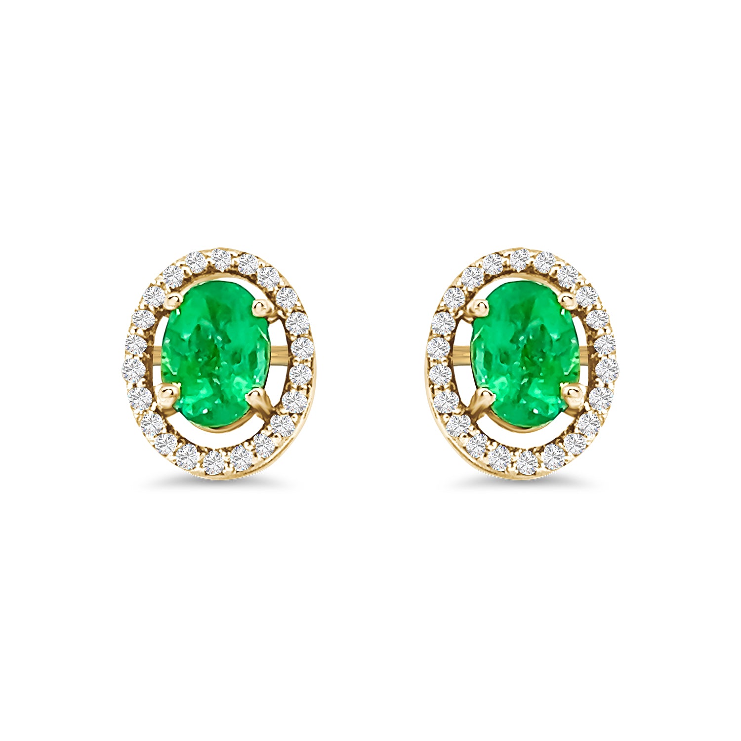 Emerald Diamond Oval Stud Earrings