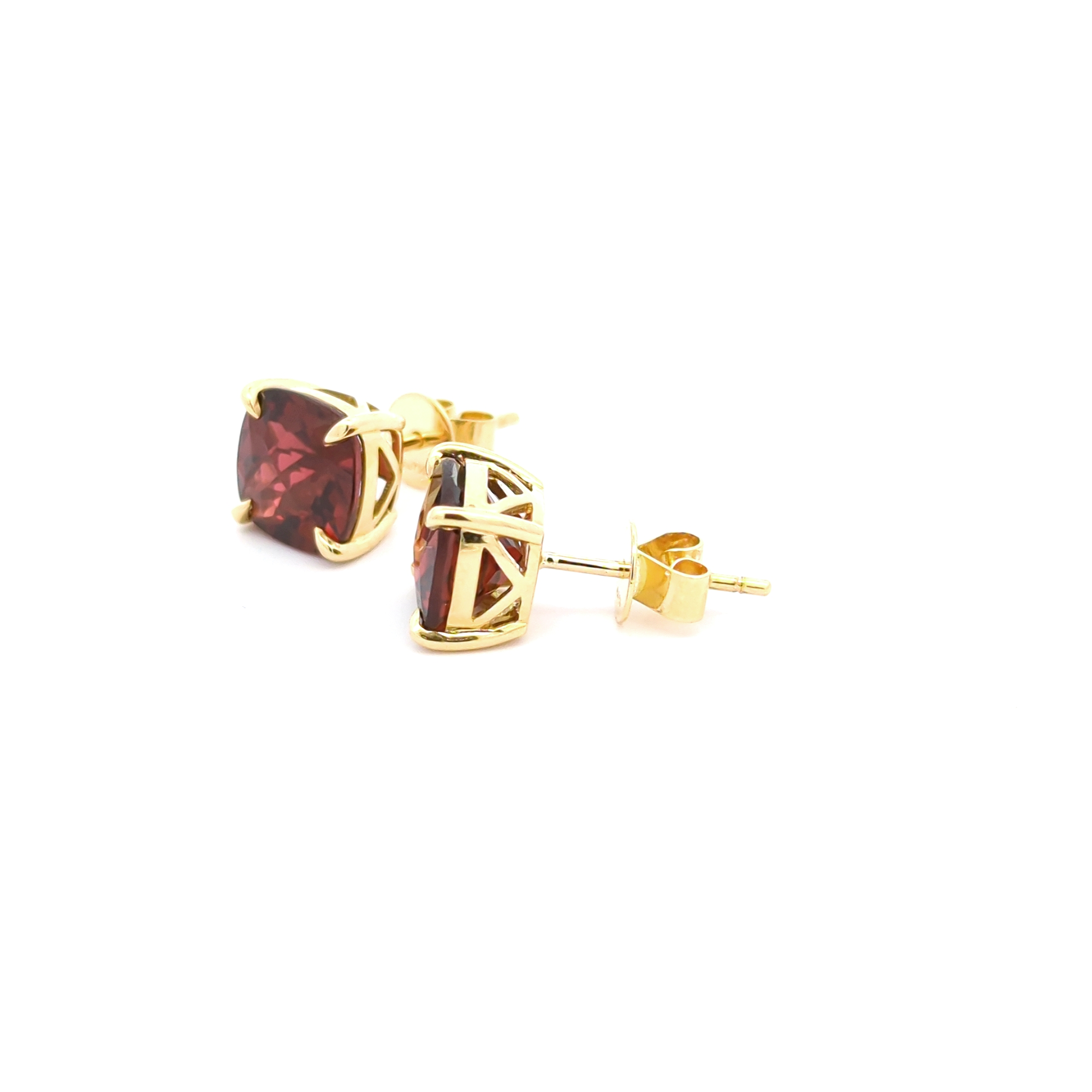 Garnet Square Stud Earrings