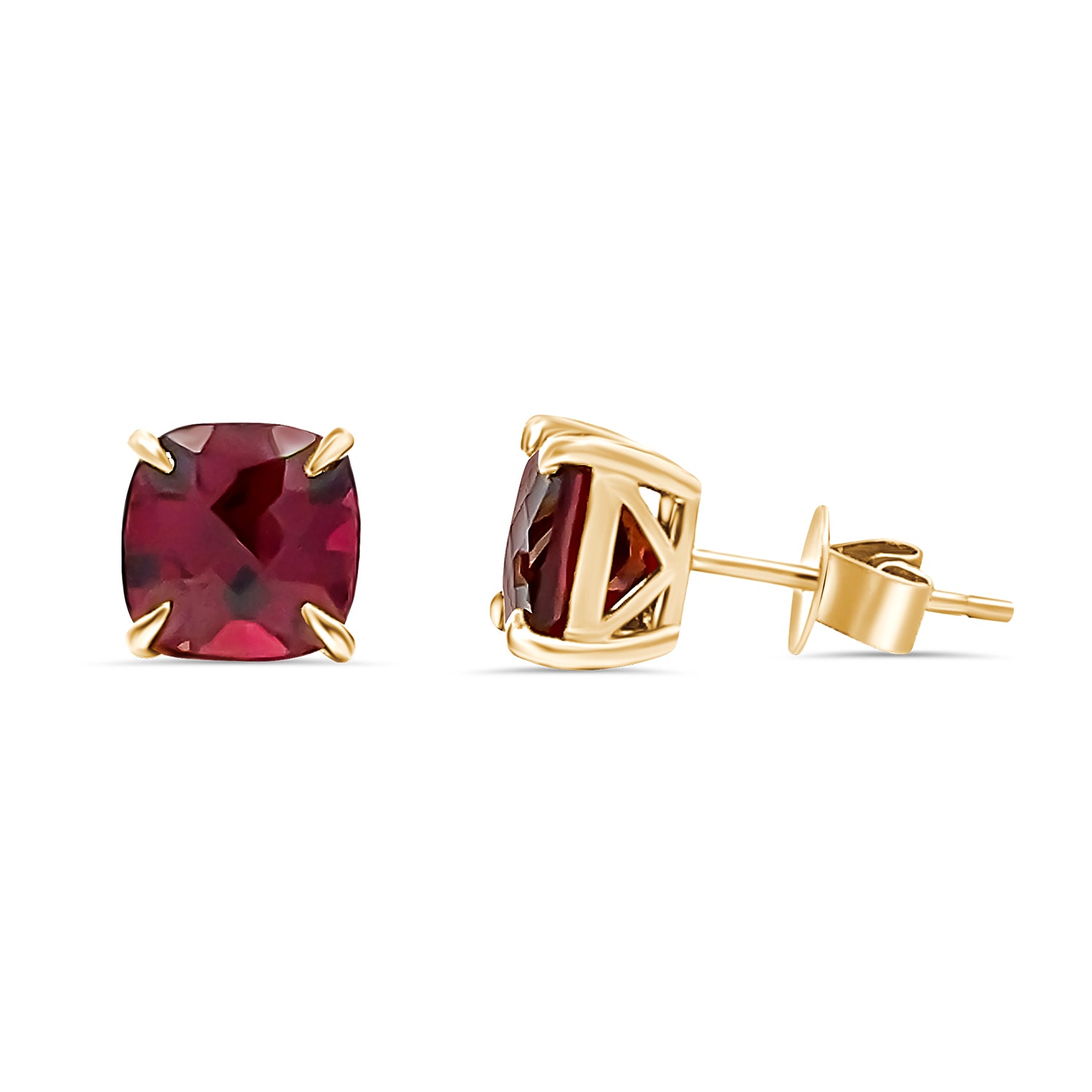Garnet Square Stud Earrings