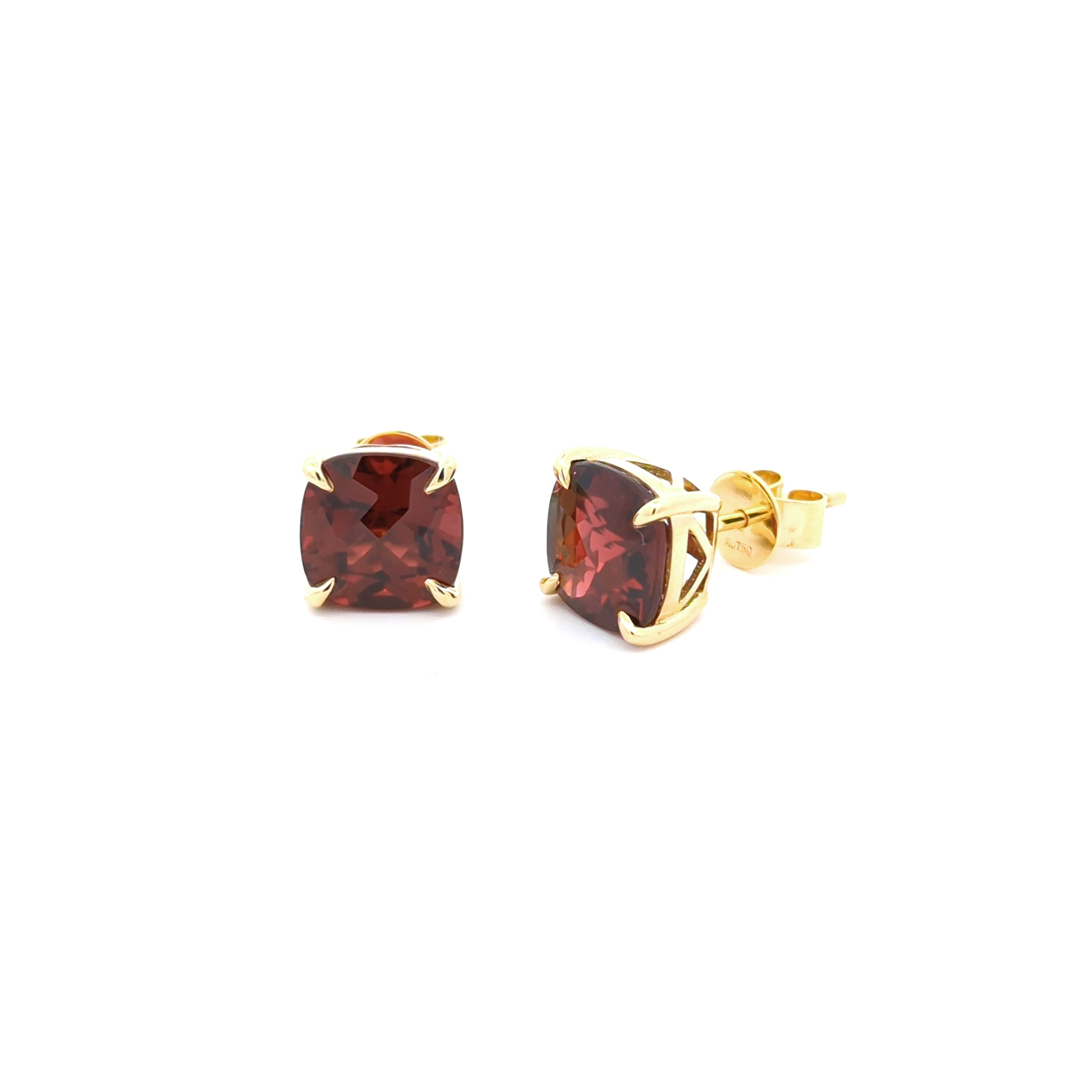 Garnet Square Stud Earrings