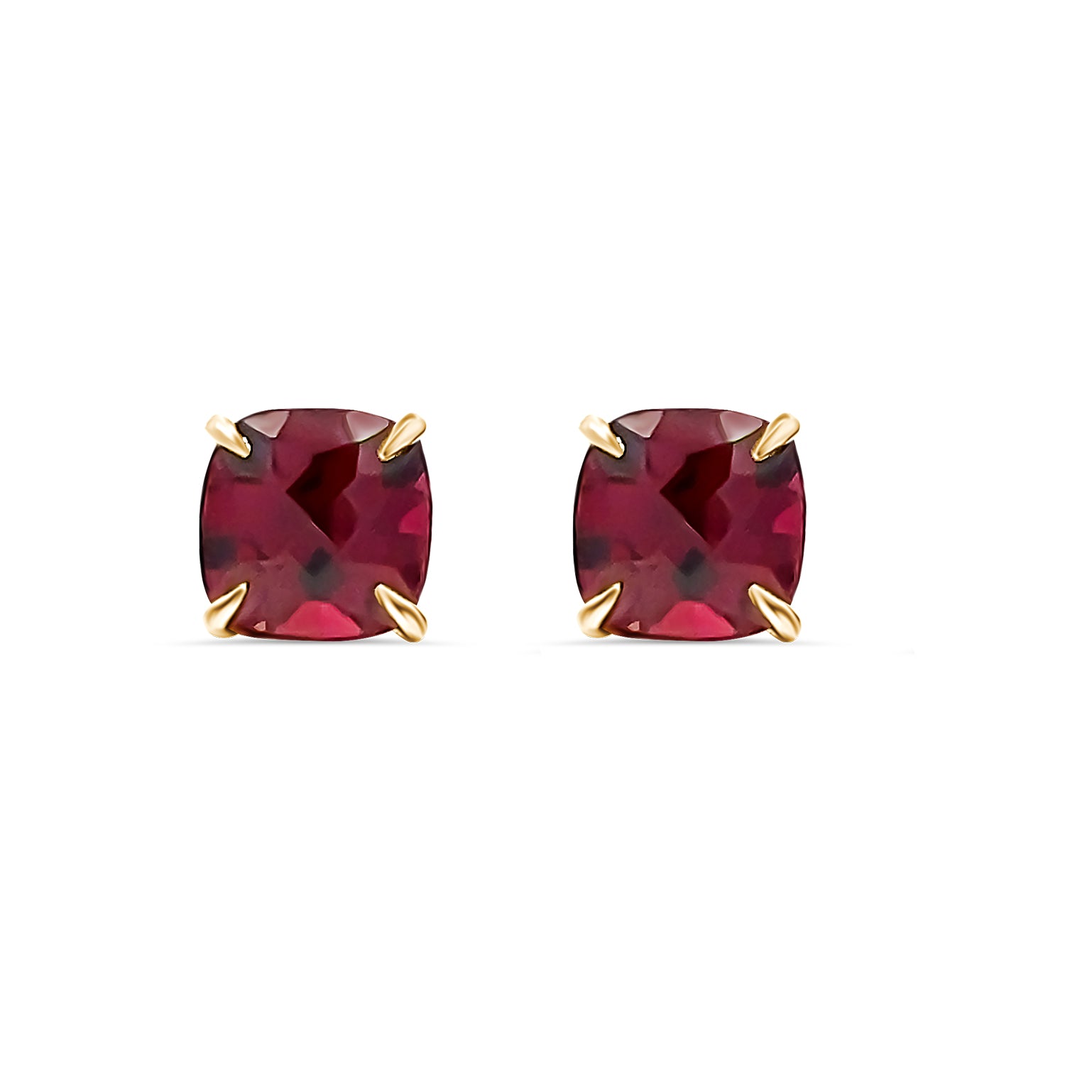 Garnet Square Stud Earrings