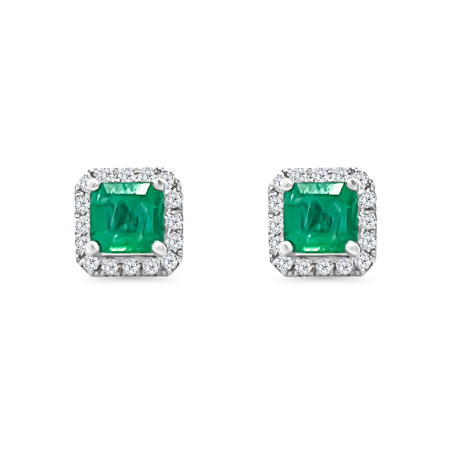Emerald Diamond Stud Earrings
