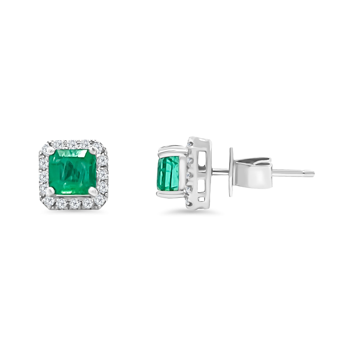 Emerald Diamond Stud Earrings