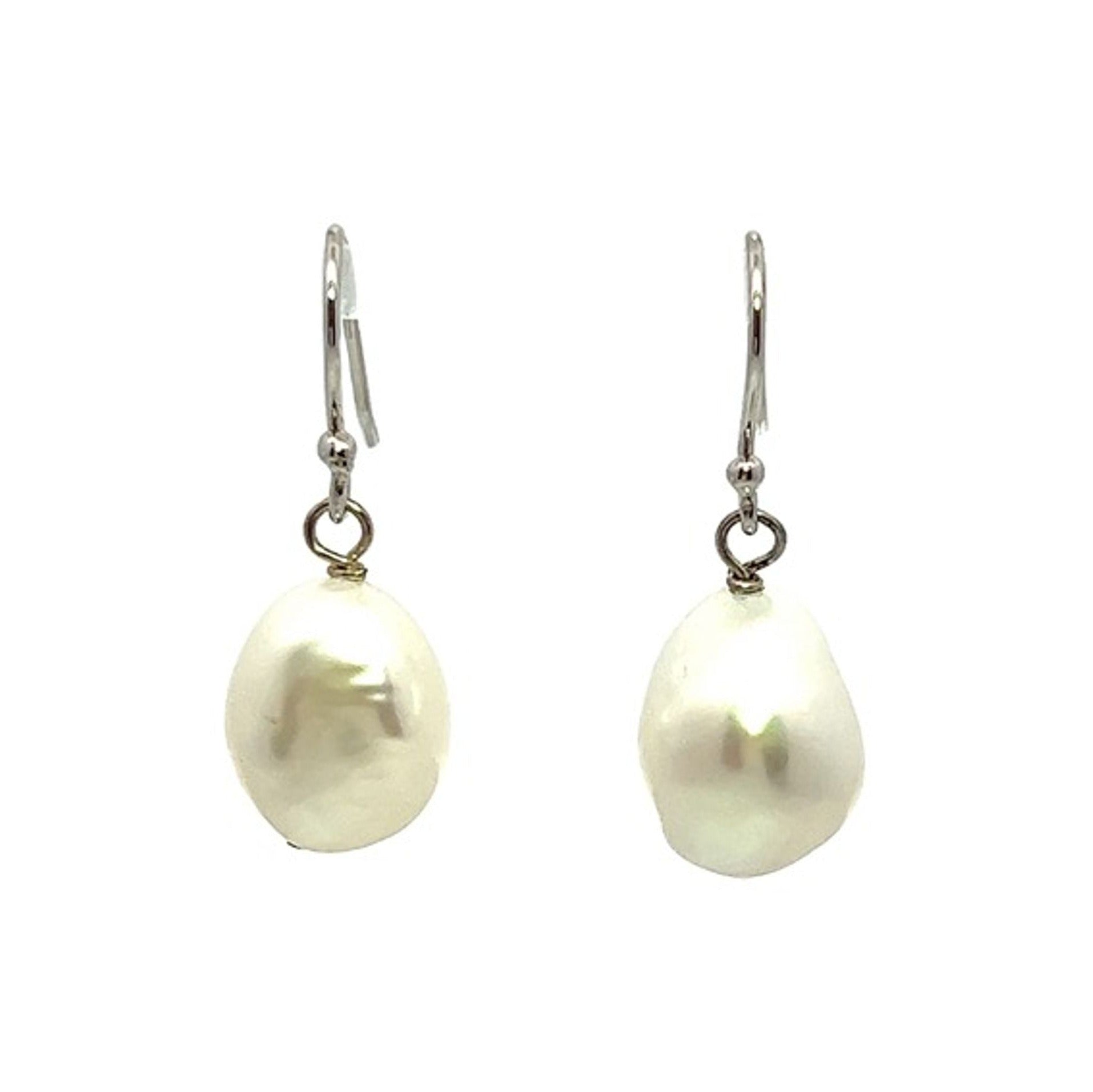 White Baroque Freshwater Pearl Earrings