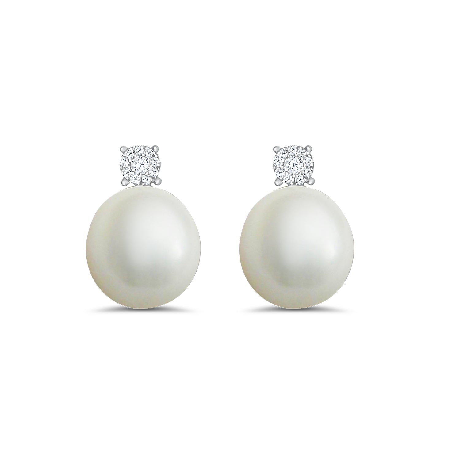 South Sea Pearl Oval Diamond Post Earrings