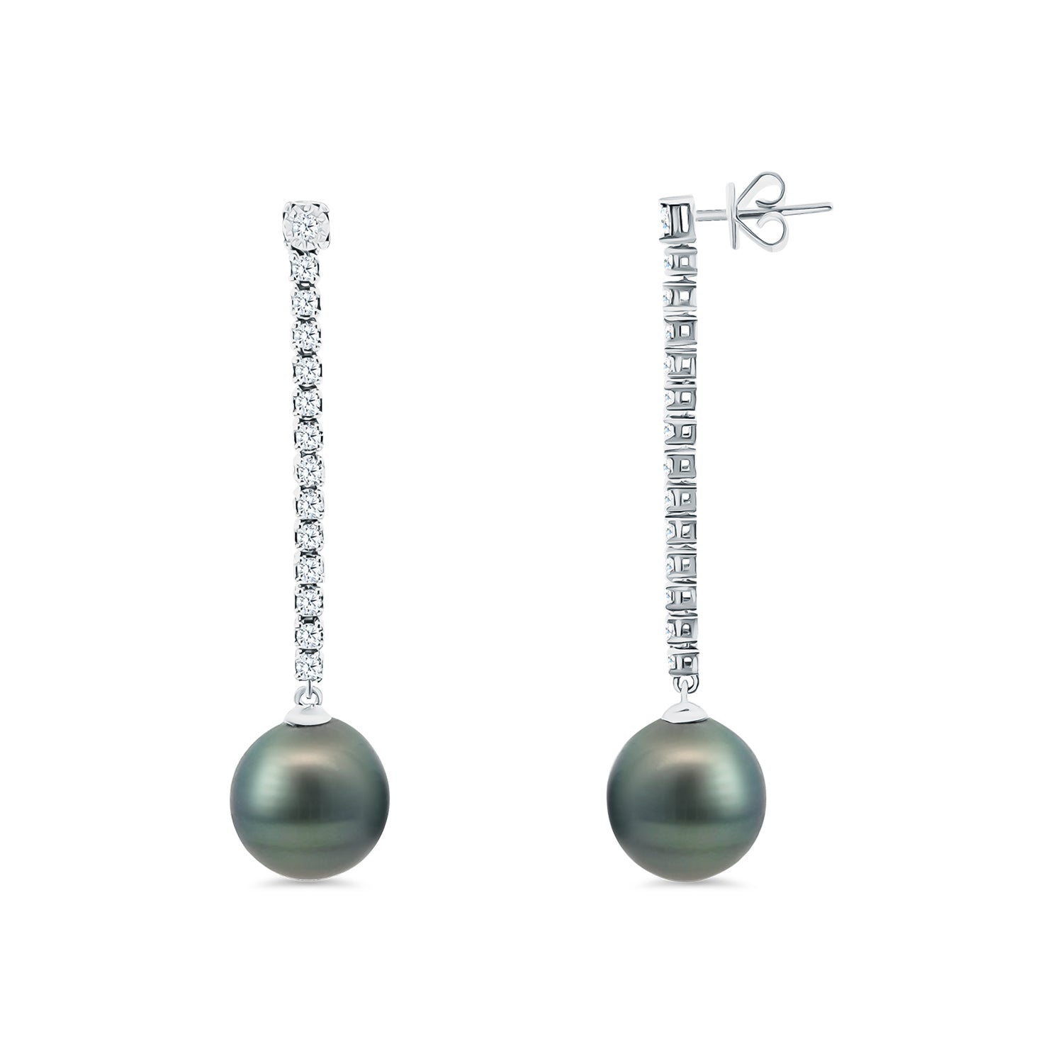 Black Tahitian Pearl Post Earrings