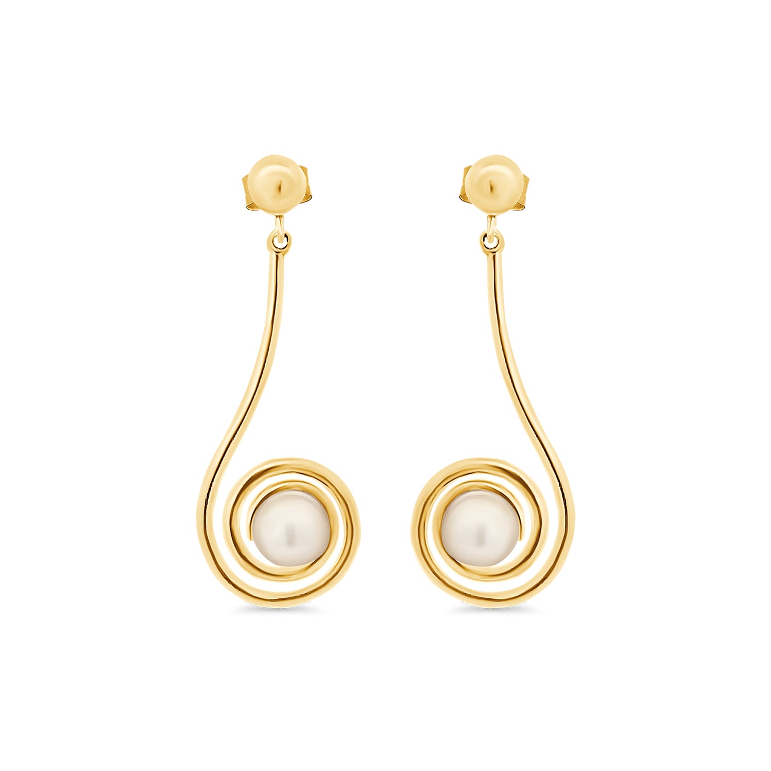 White South Sea Pearl Spiral Post Earrings