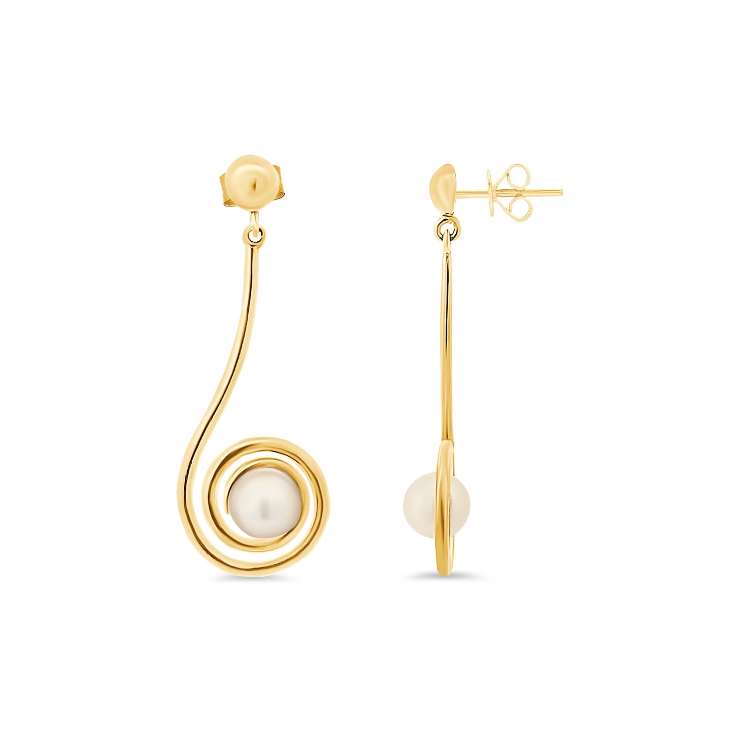 White South Sea Pearl Spiral Post Earrings