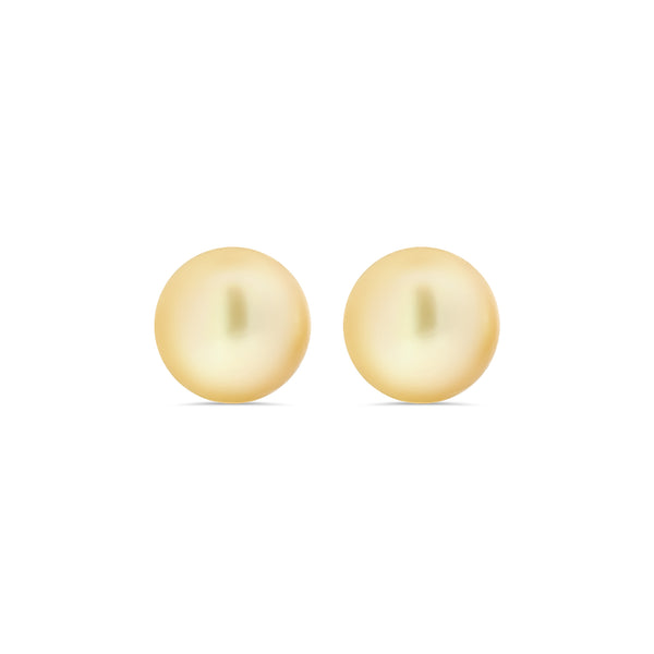 Golden South Sea Pearl Round Stud Earrings