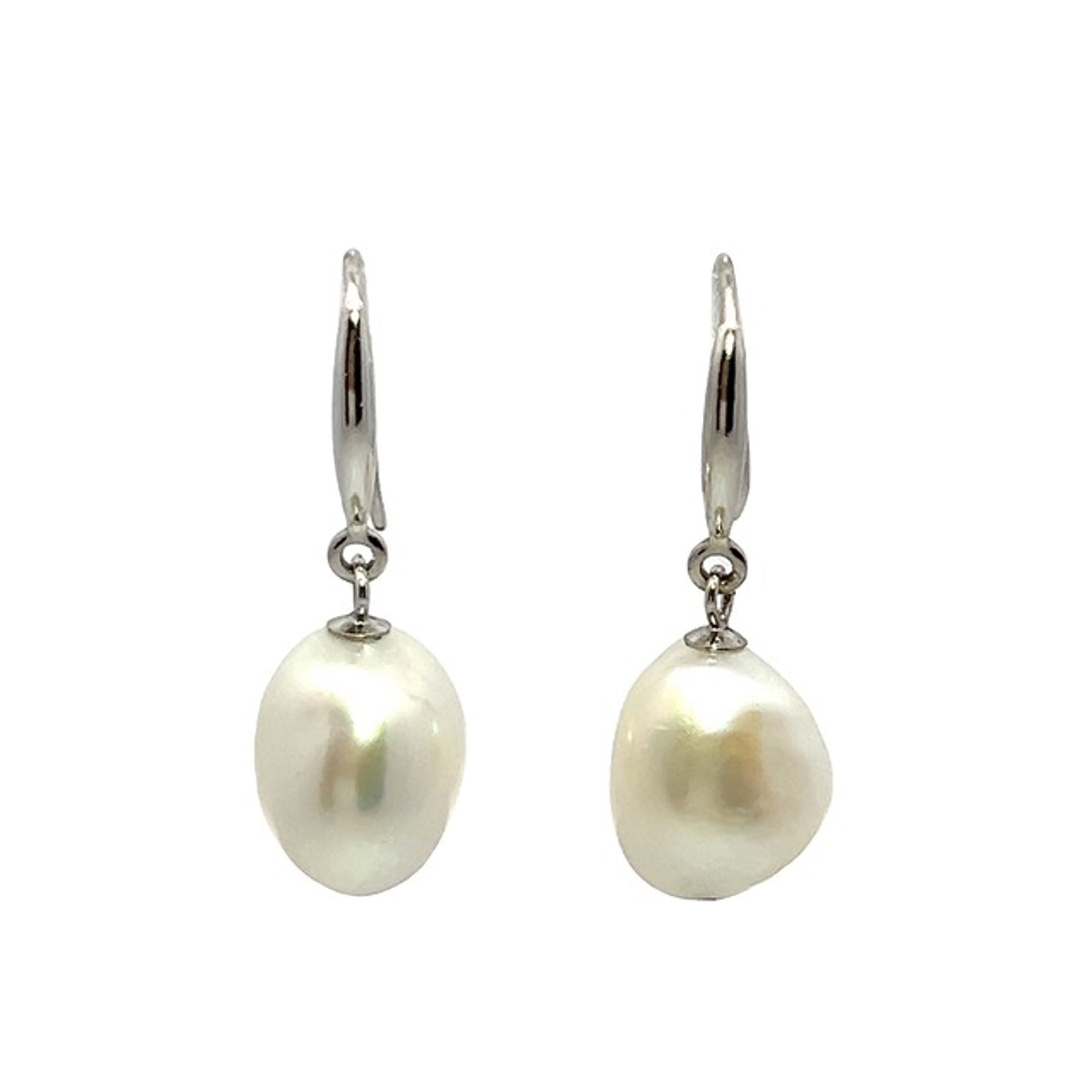 White Baroque Freshwater Pearl Earrings