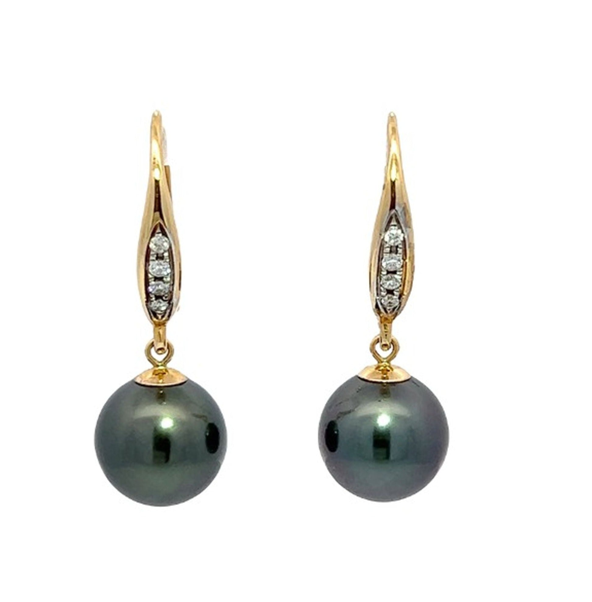 Black Tahitian Pearl and Diamond Earrings