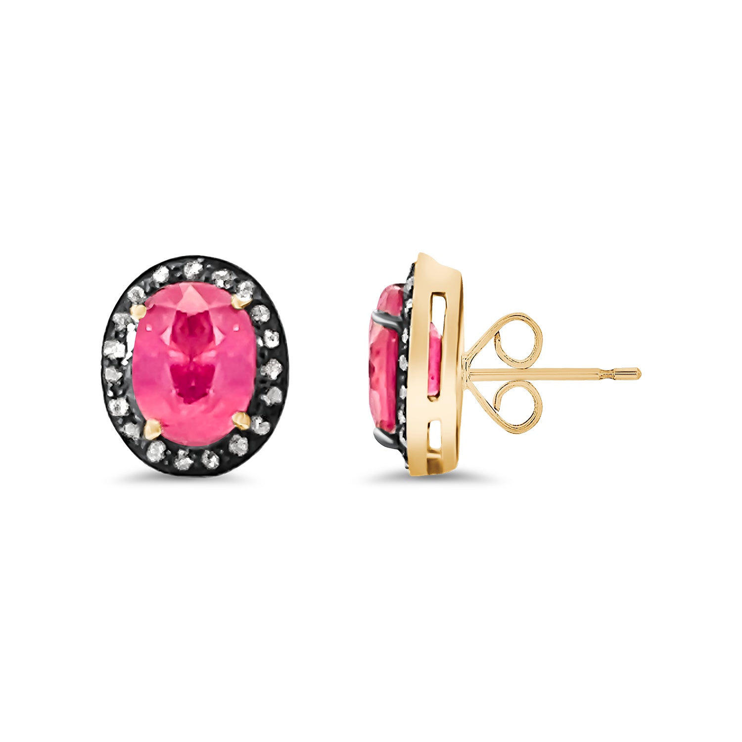 Ruby Diamond Oval Stud Earrings