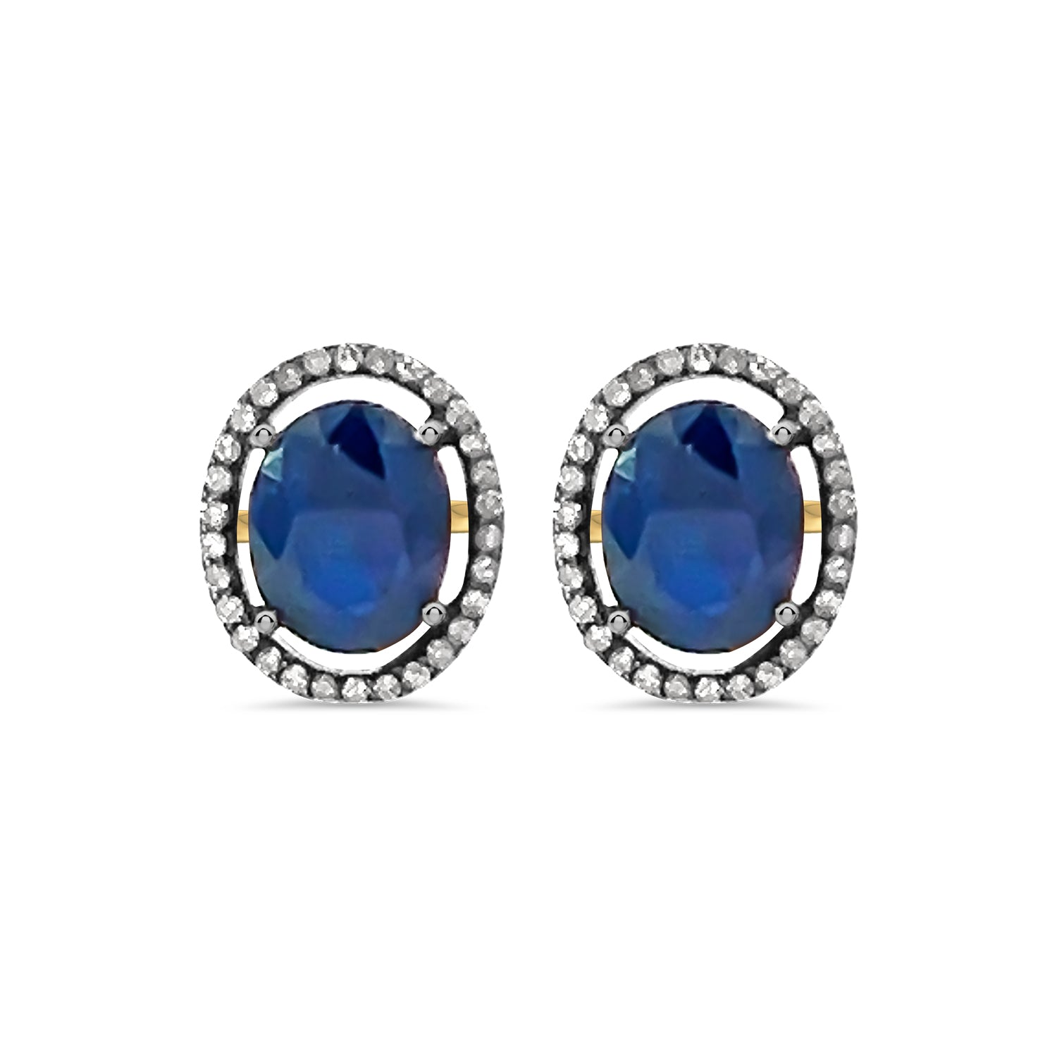 Sapphire Diamond Oval Stud Earrings