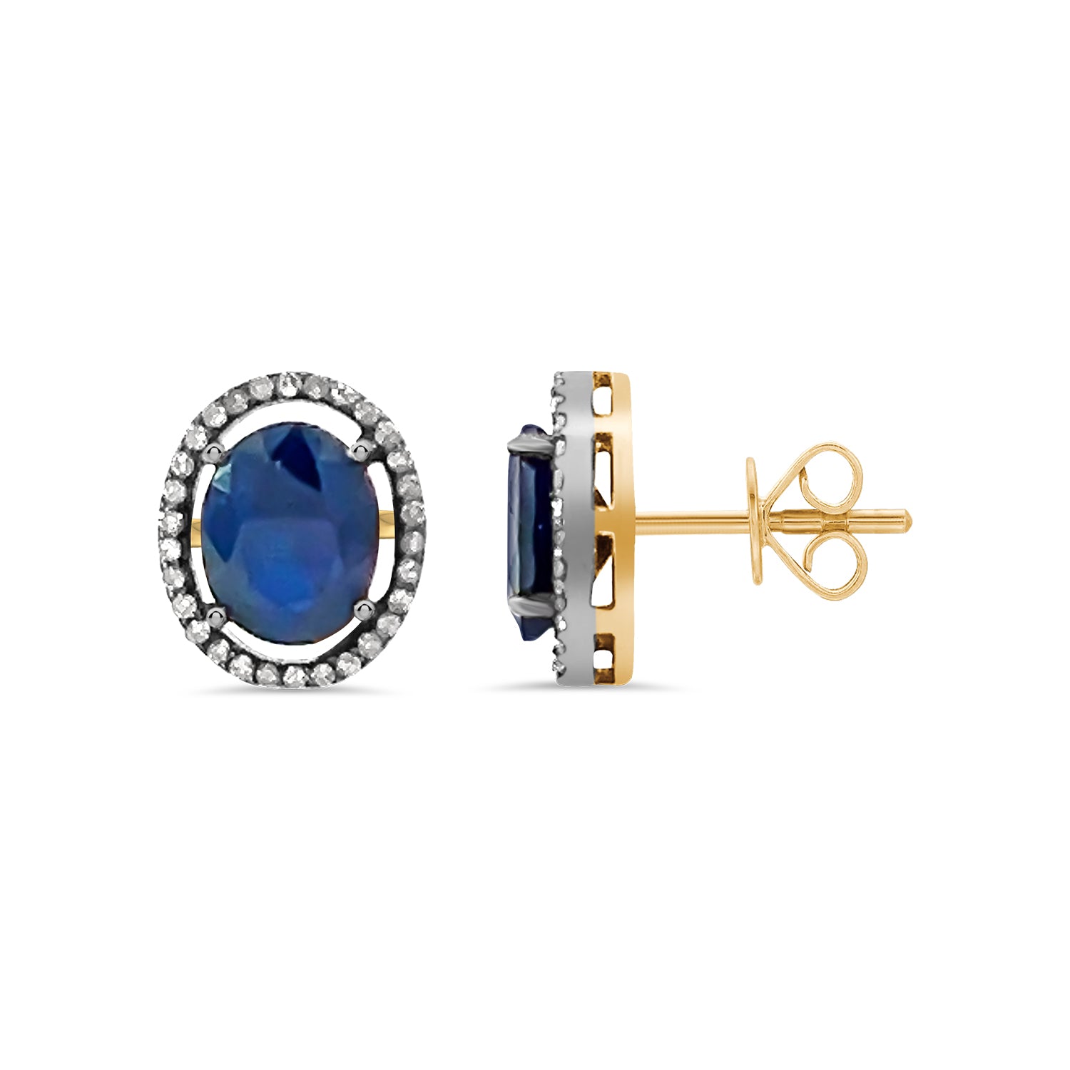 Sapphire Diamond Oval Stud Earrings