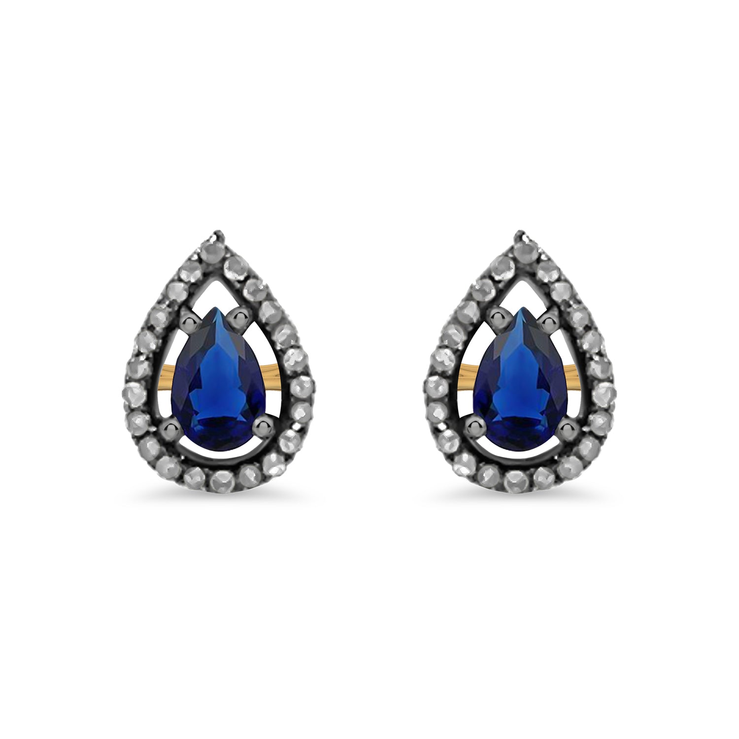 Sapphire Diamond Teardrop Stud Earrings