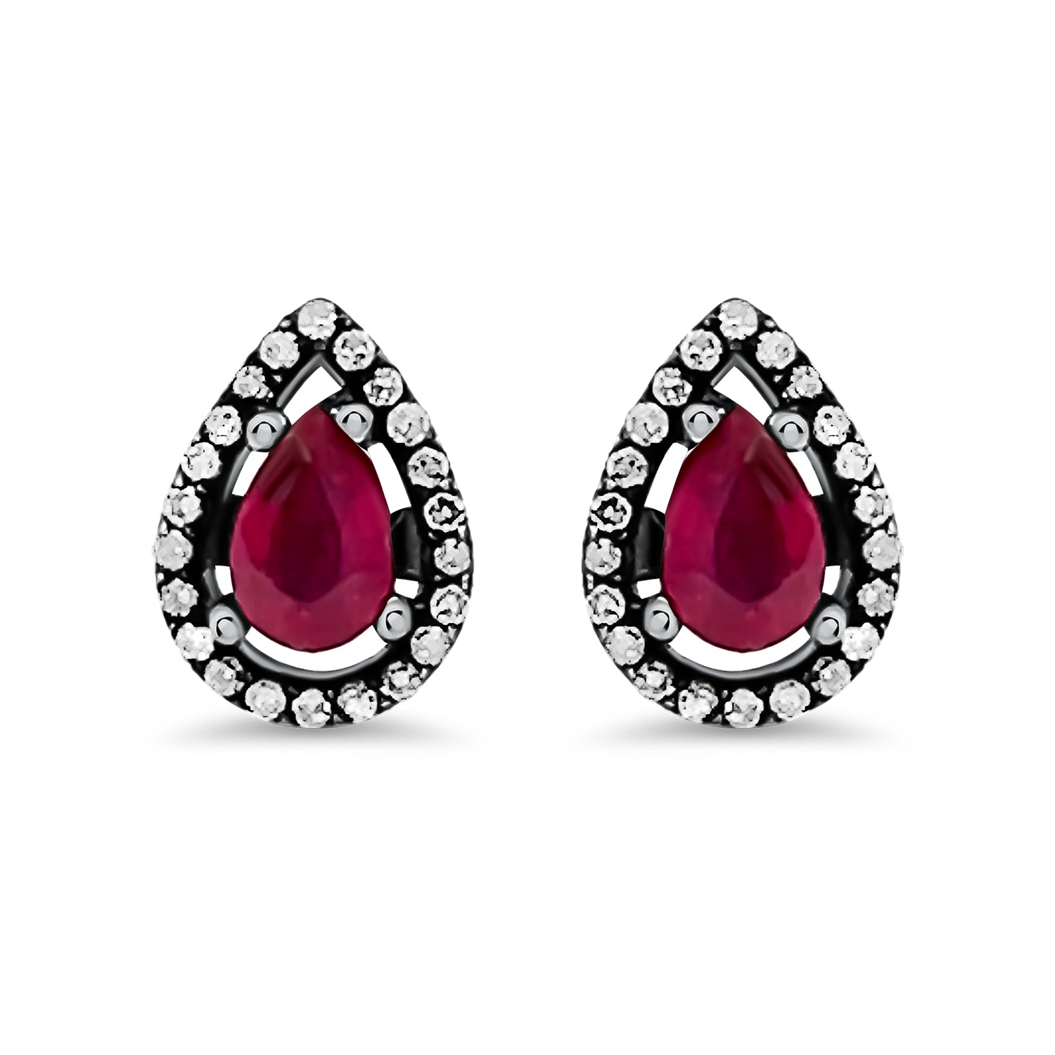 Ruby Diamond Teardrop Stud Earrings