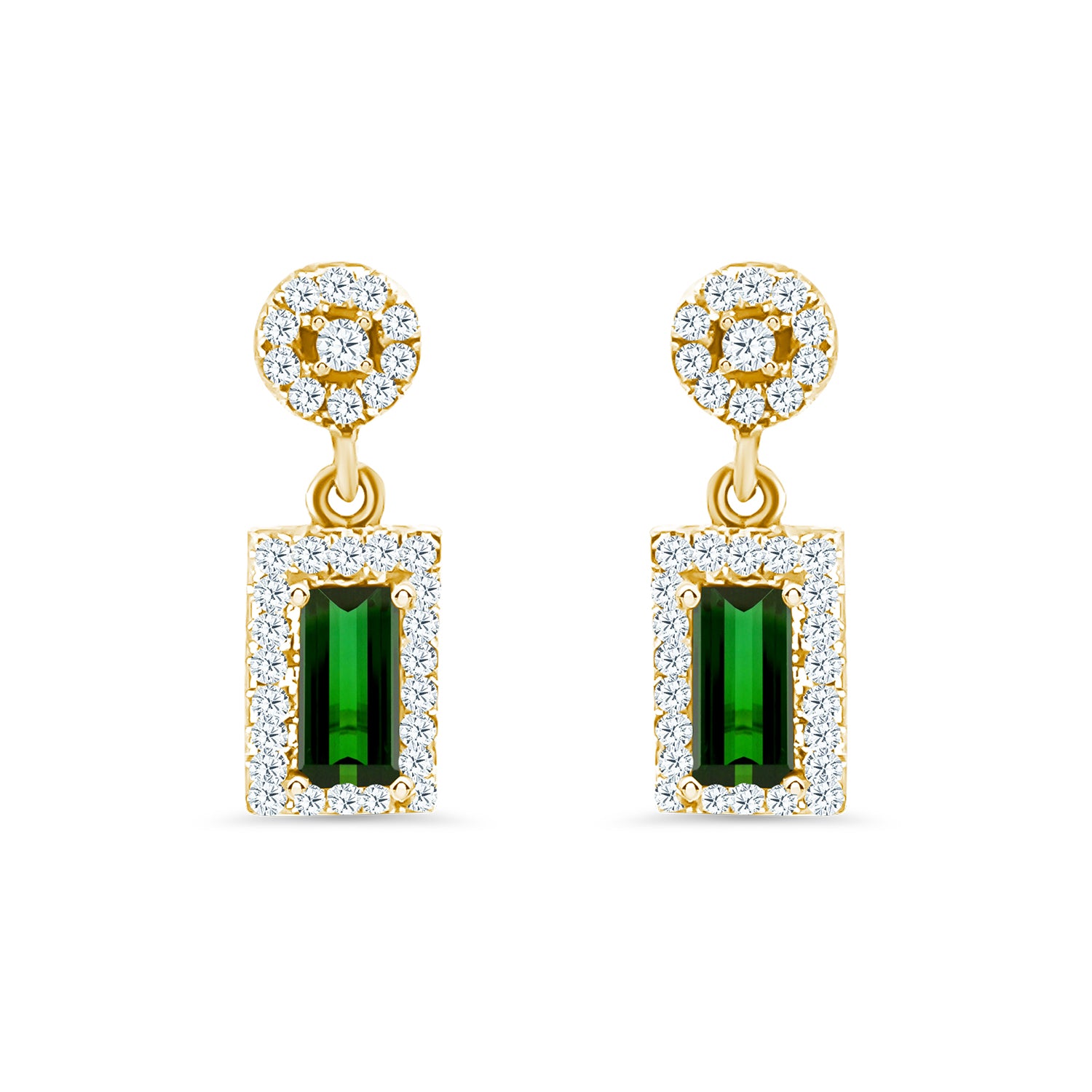 Tsavorite Garnet Diamond Rectangle Post Earrings