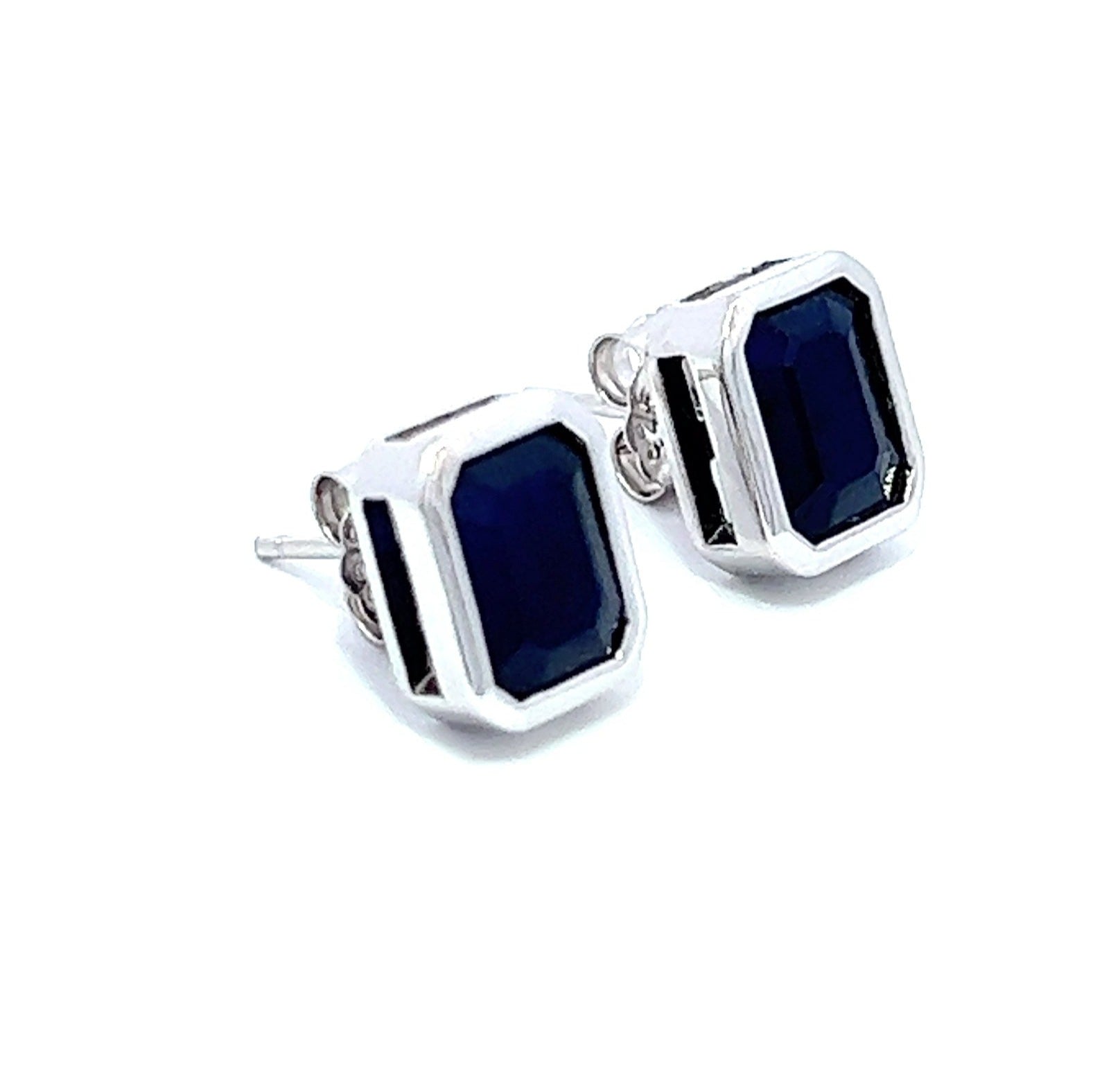 Blue Sapphire Rectangular Earrings