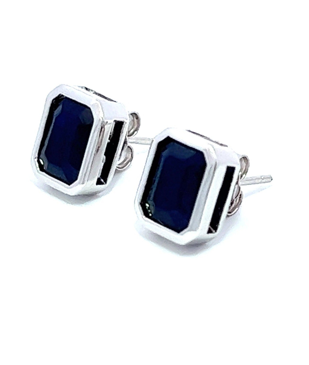 Blue Sapphire Rectangular Earrings