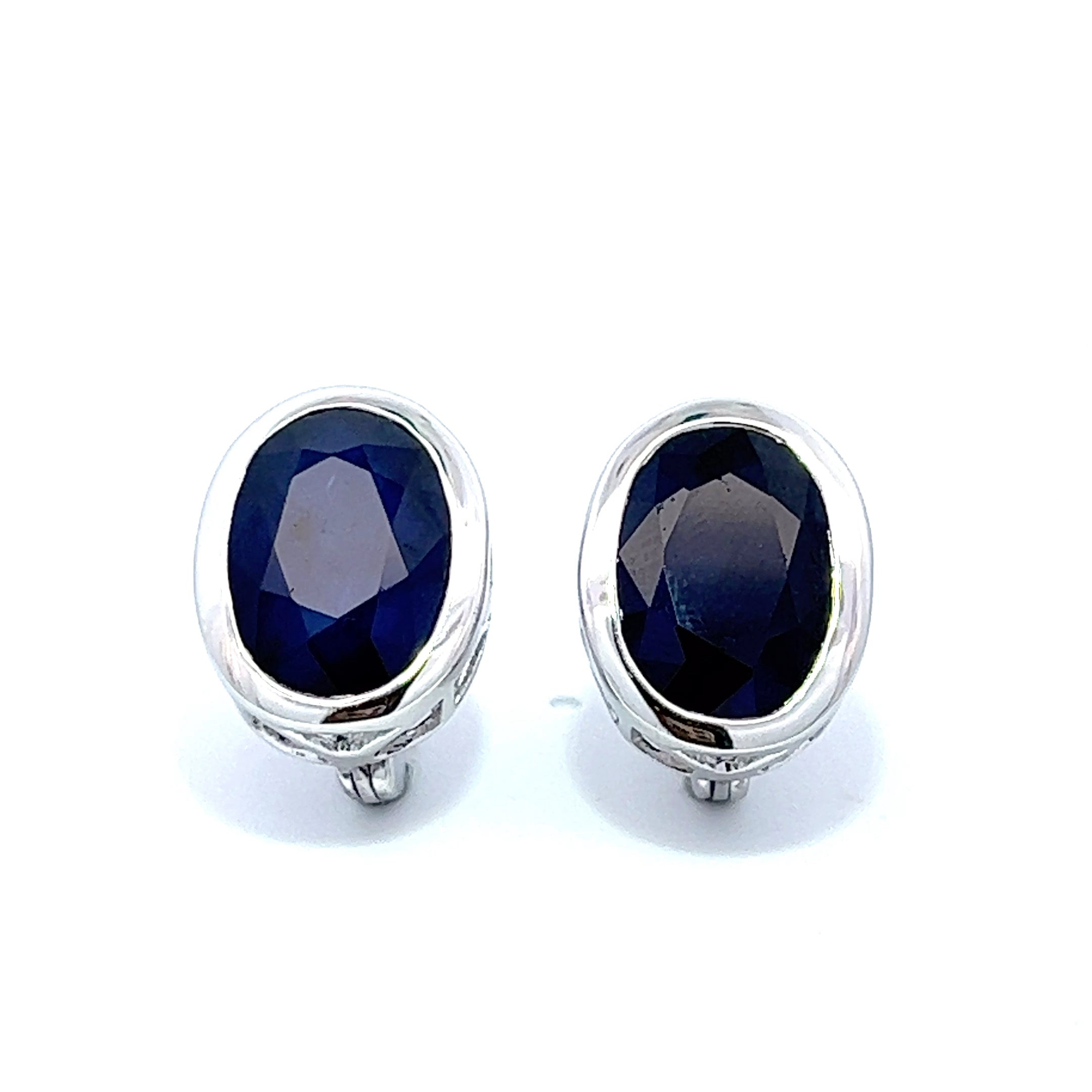 Blue Sapphire Oval Earrings