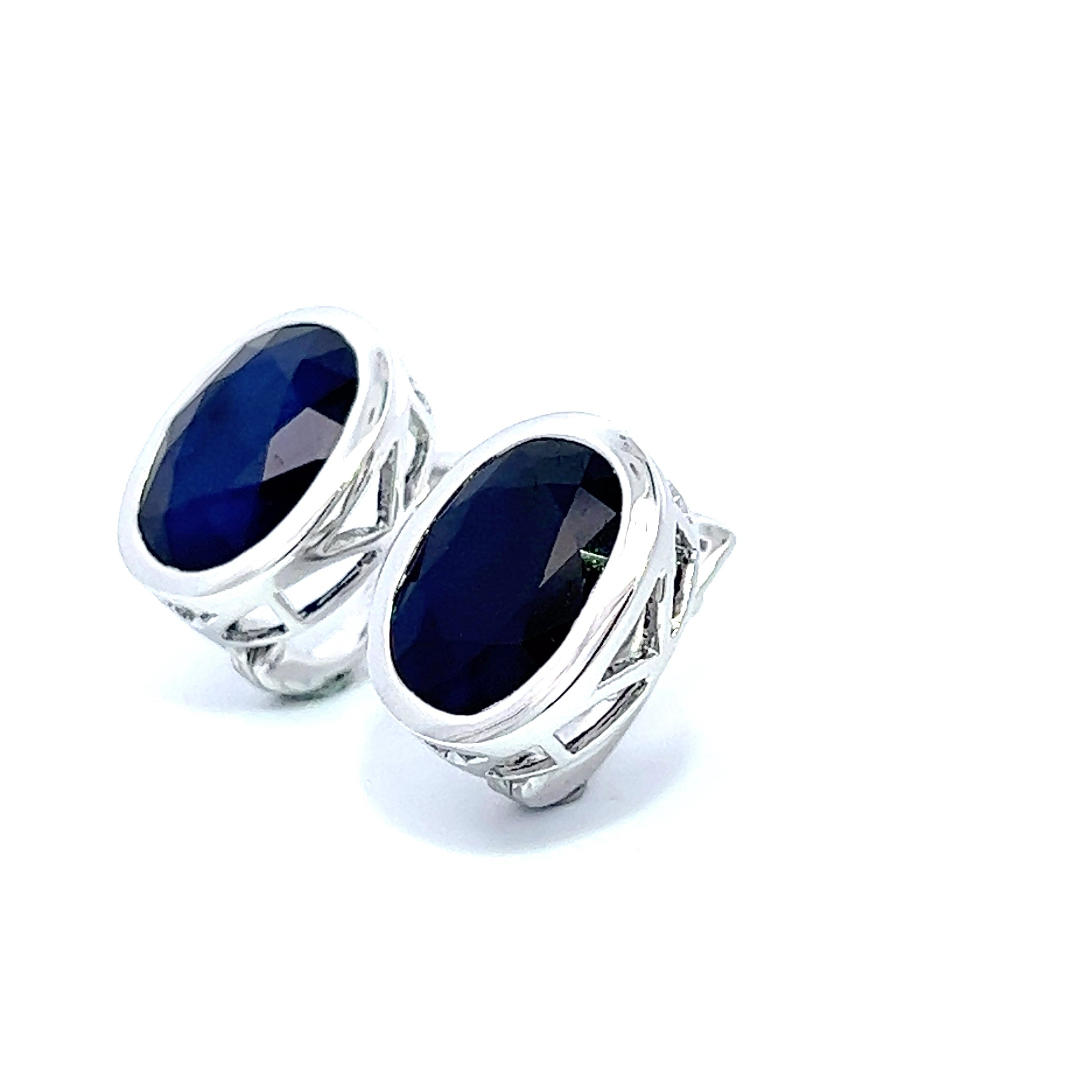 Blue Sapphire Oval Earrings
