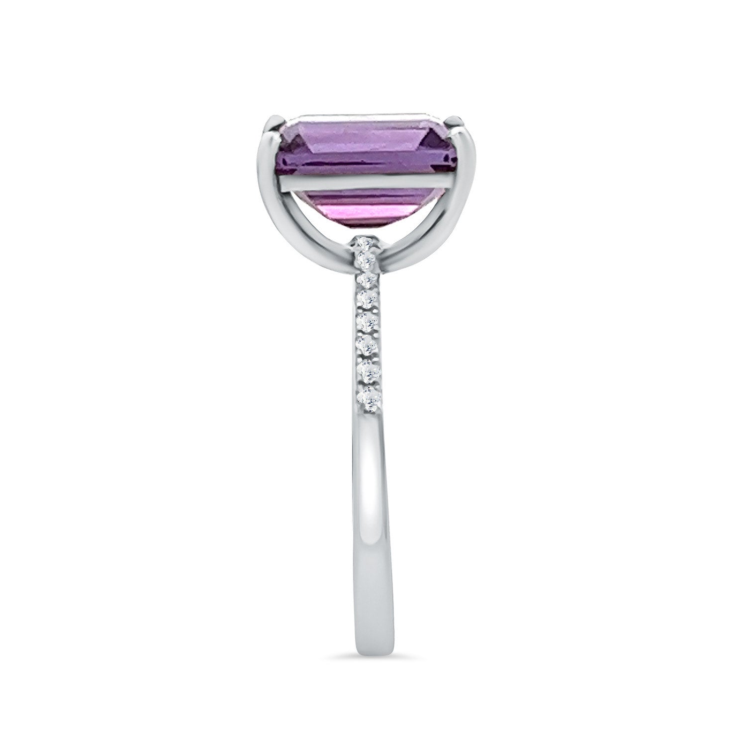 Amethyst Diamond Rectangle Ring
