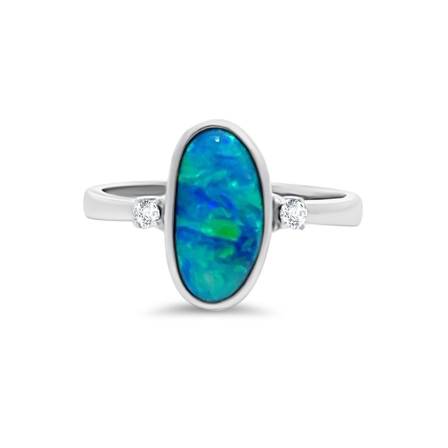Doublet Opal Diamond Ring