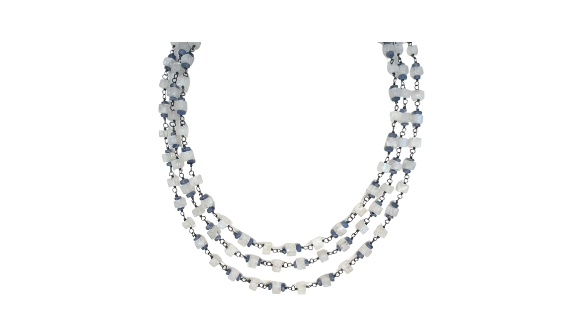 Moonstone Kyanite 3 Strand Necklace