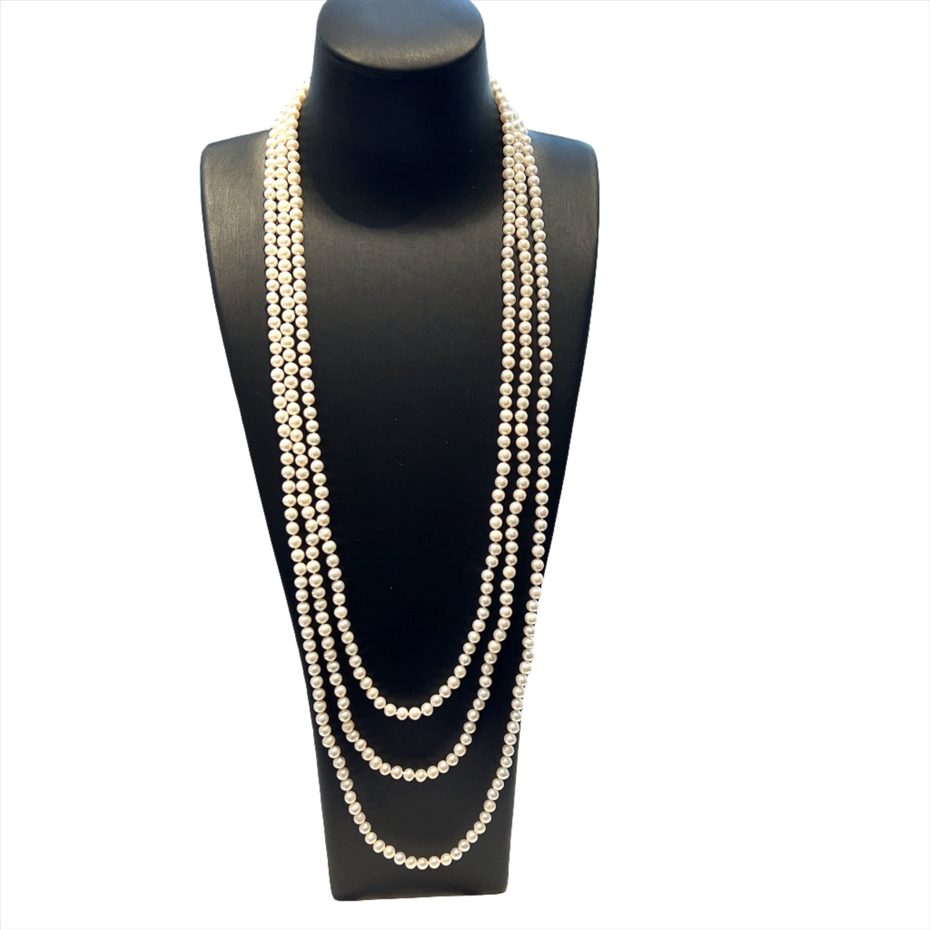 White Freshwater Pearl Triple Strand Necklace