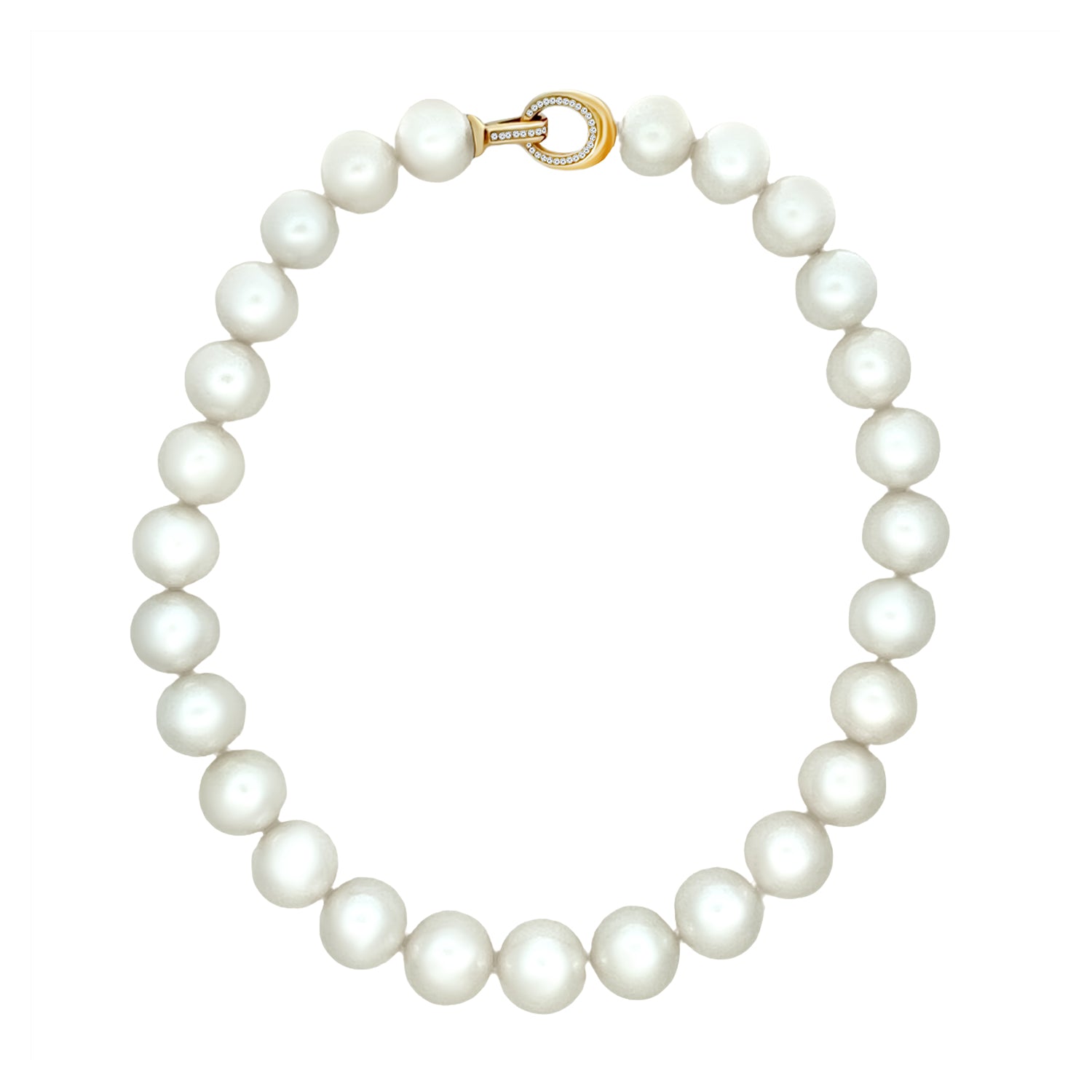 White South Sea Pearl with Diamond Clasp Necklace