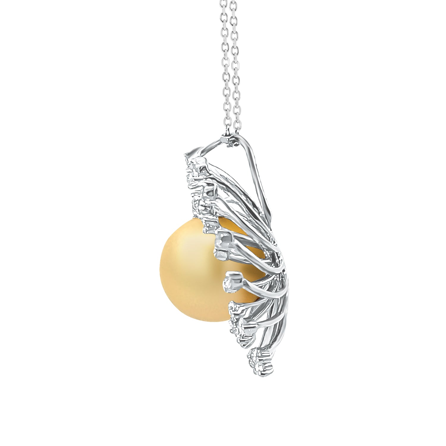 Golden South Sea Pearl Diamond Round Sun Pendant