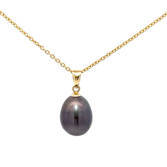 Black Oval Freshwater Pearl Pendant