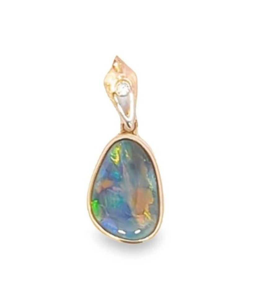 Black Opal & Diamond Pendant