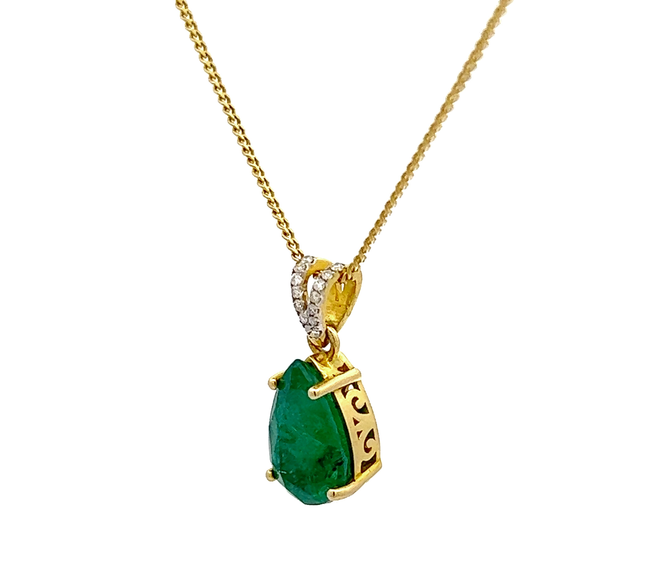 Emerald Diamond Teardrop Pendant