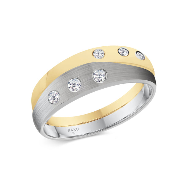 Diamond Interlocking Double Wedding Band Ring