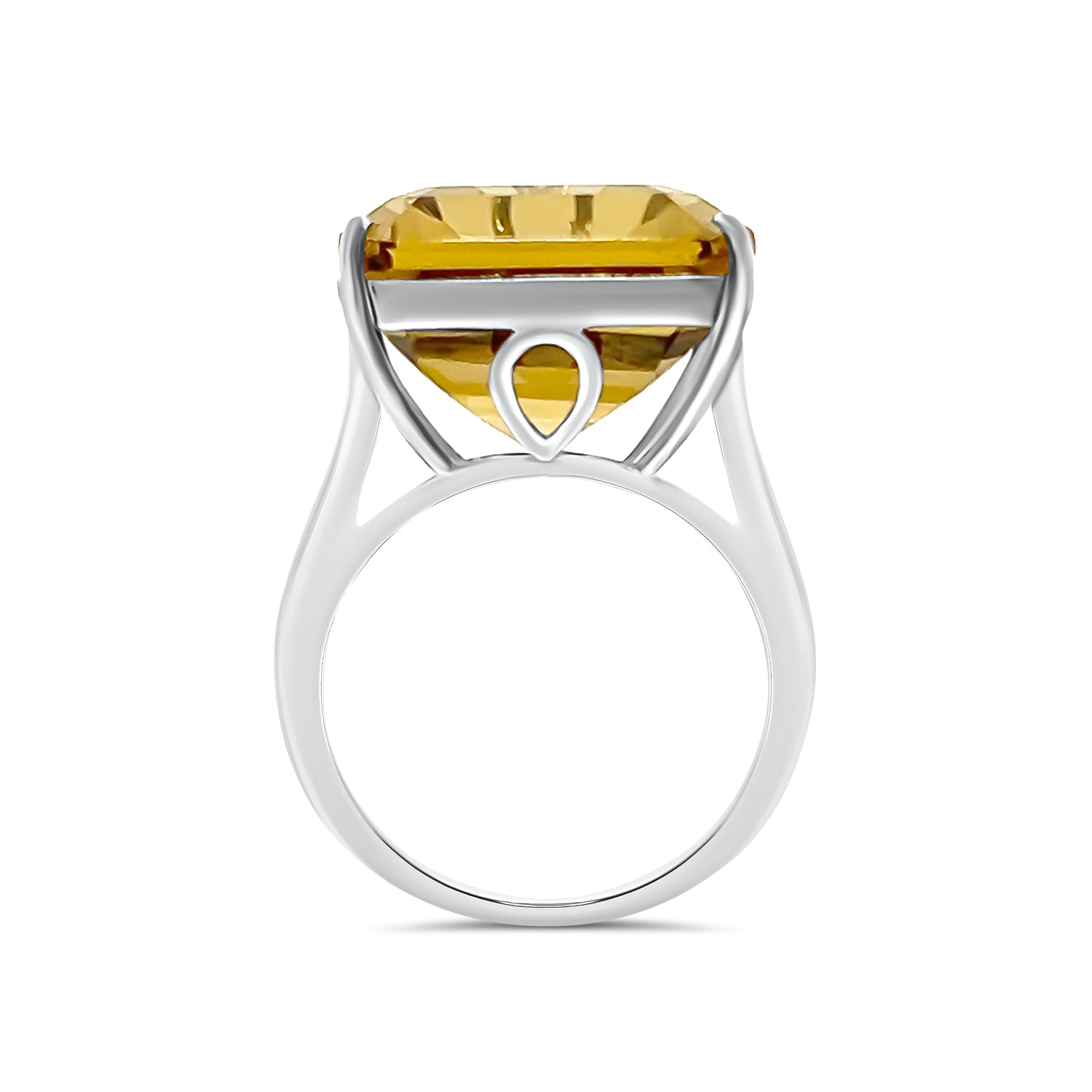 Lemon Quartz Rectangle Ring