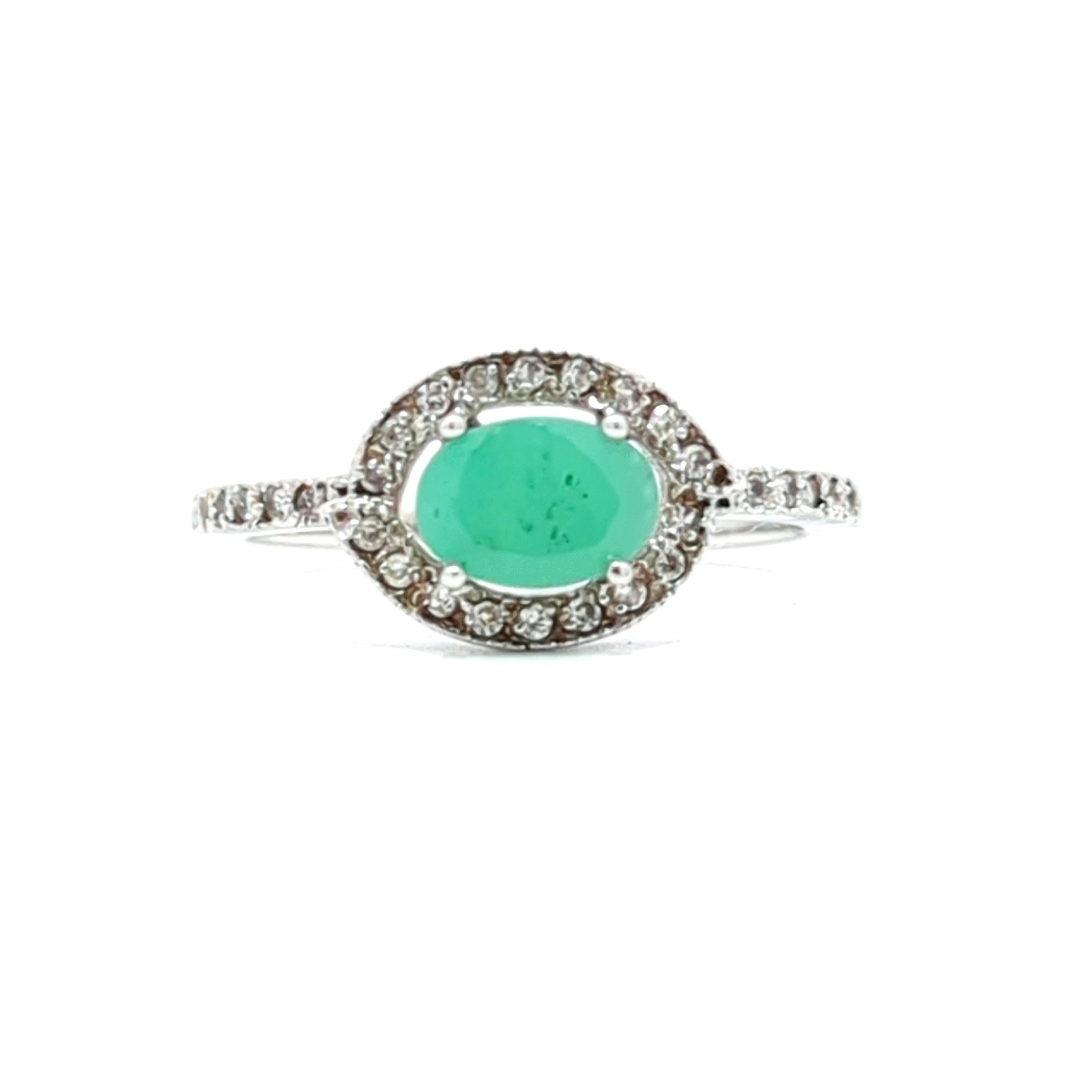 Oval Emerald Cubic Zirconia Ring
