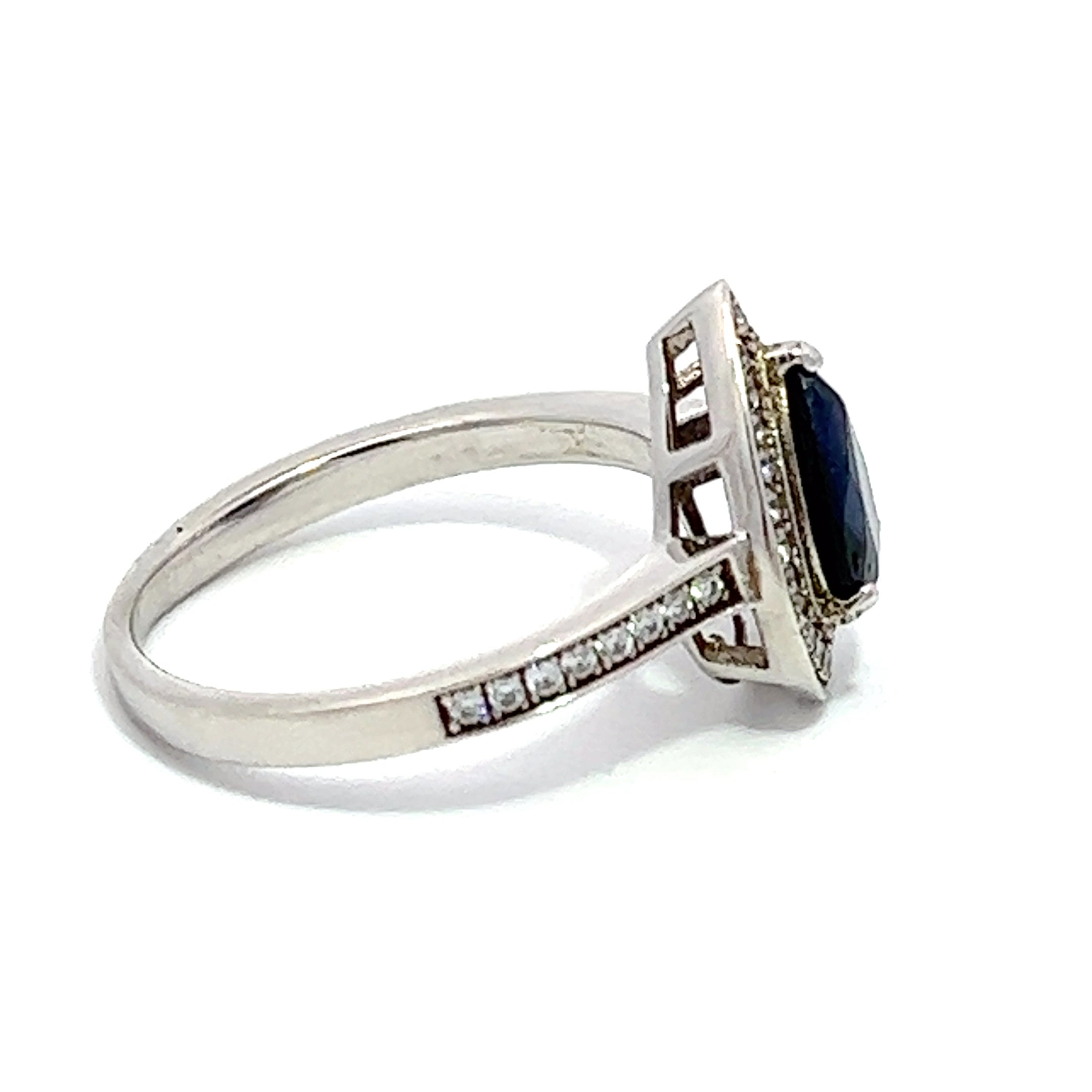 Sapphire Tear Drop Cubic Zirconia Ring