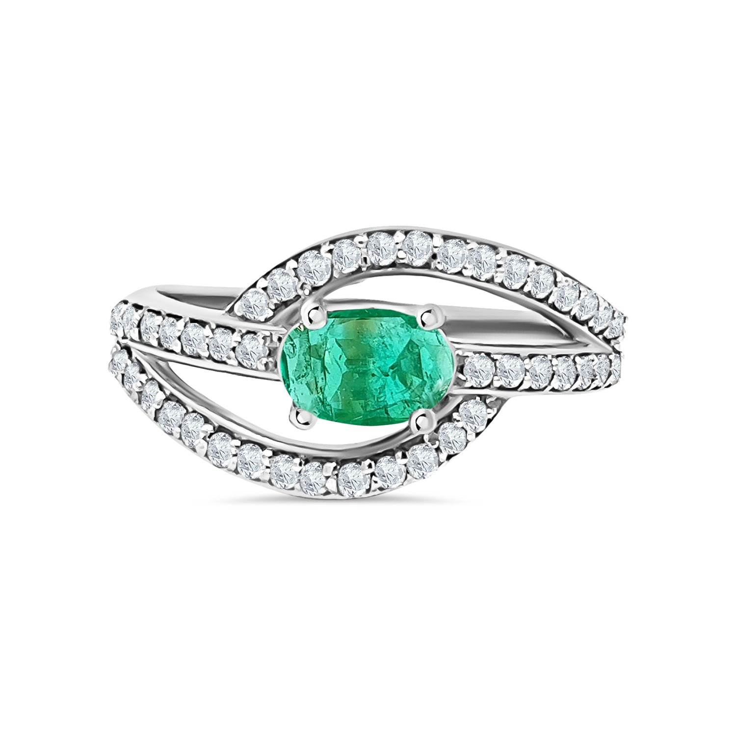 Emerald Diamond Oval Ring