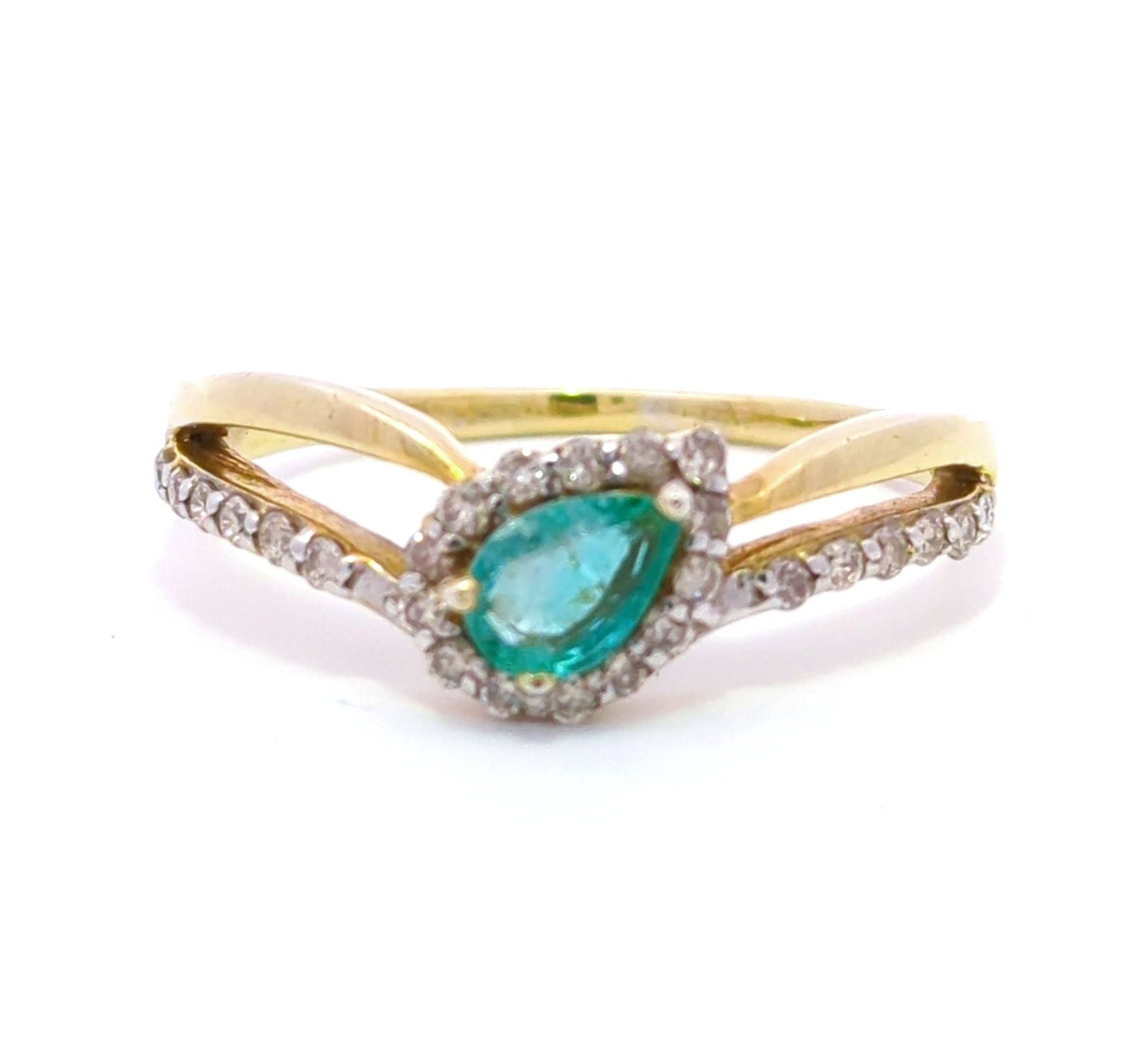 Emerald Teardrop Diamond Ring