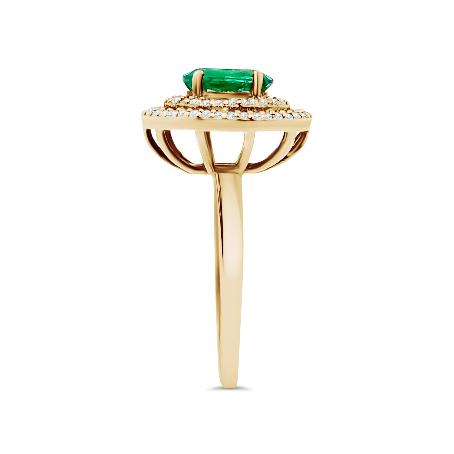 Emerald Oval Double Halo Diamond Ring