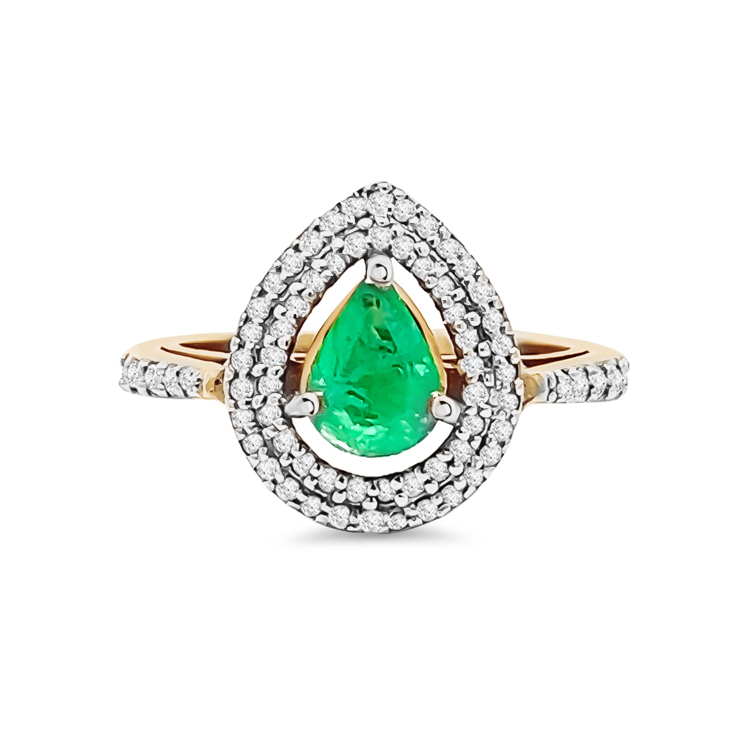 Emerald Teardrop Diamond Ring