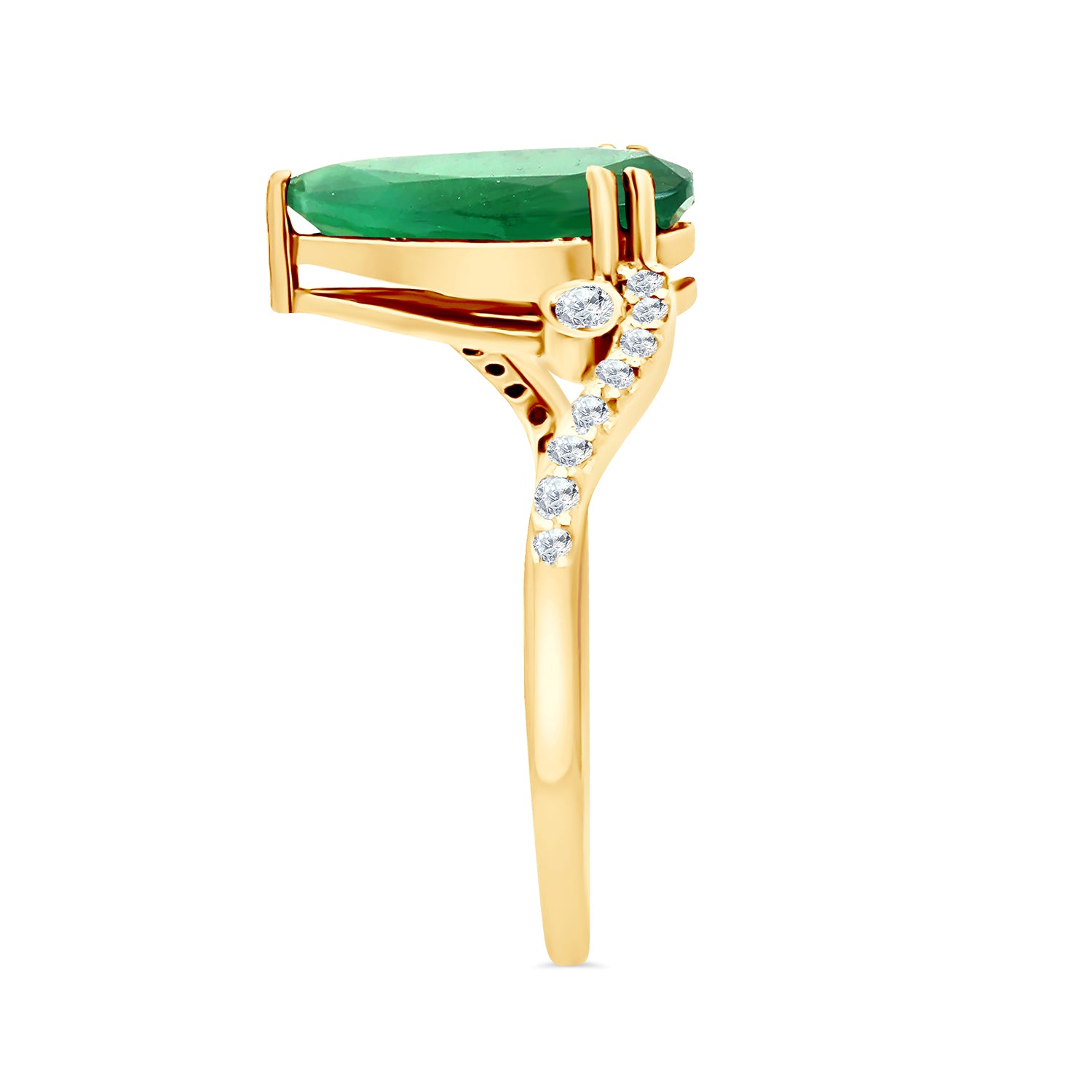 Emerald Teardrop Diamond Swirl Ring