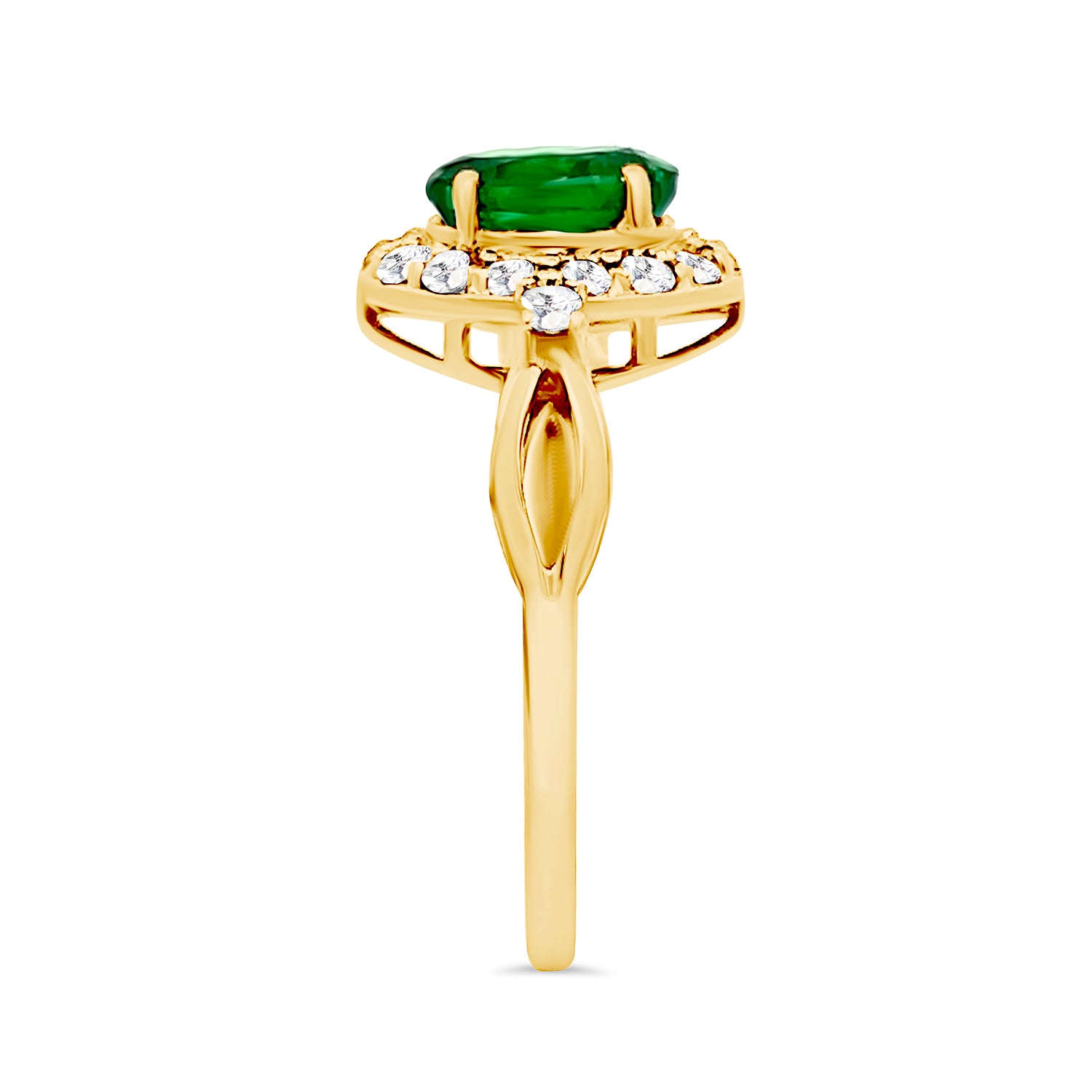 Oval Emerald Diamond Halo Ring