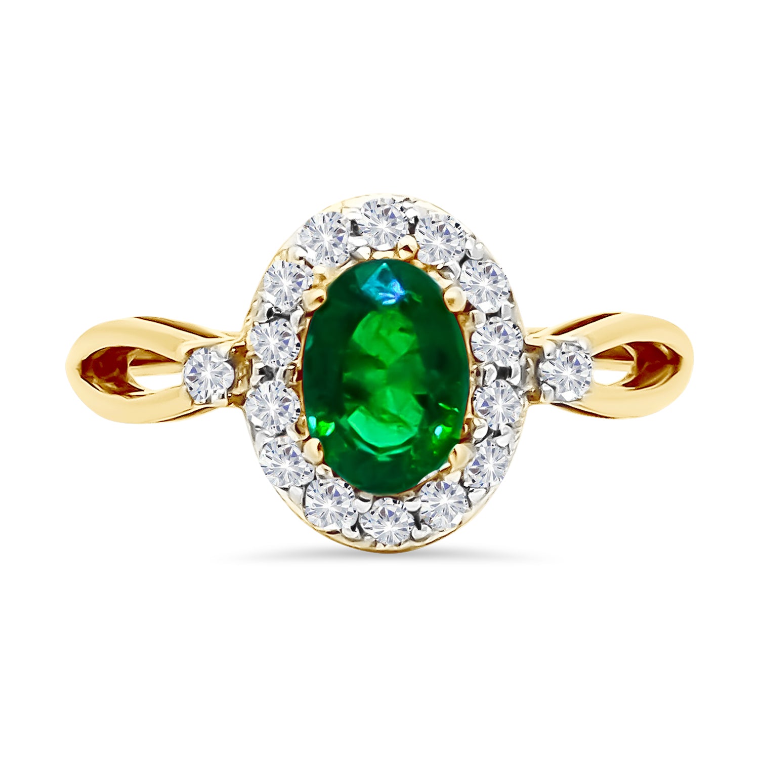 Oval Emerald Diamond Halo Ring